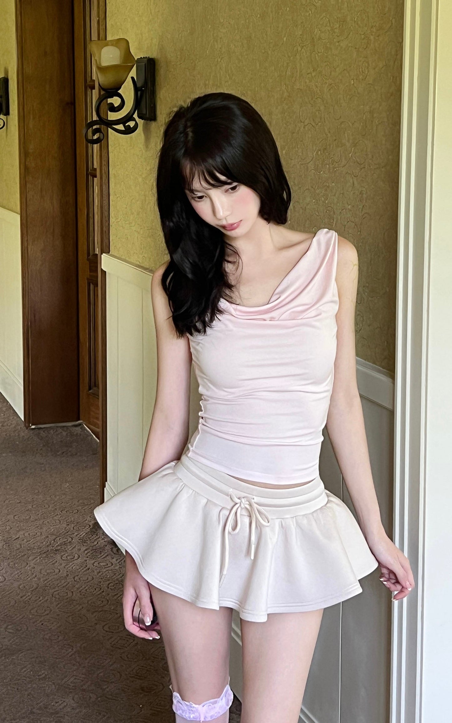 Draped Neck Jersey Tank Top