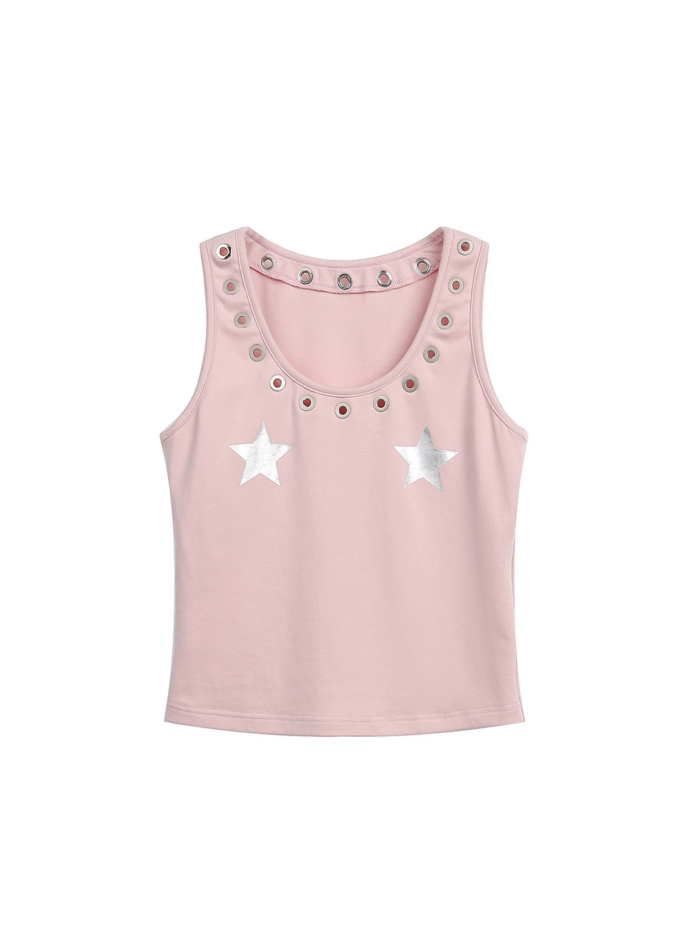 Pink Star Print Sleeveless Top