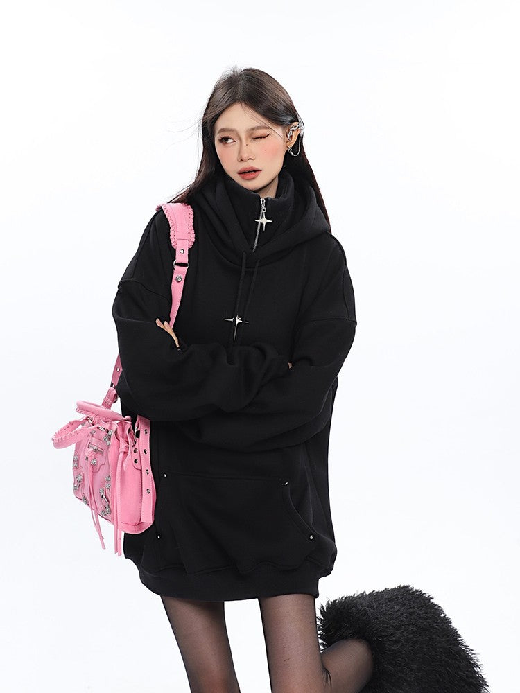 klia Star Studded Oversized Zip Sweater