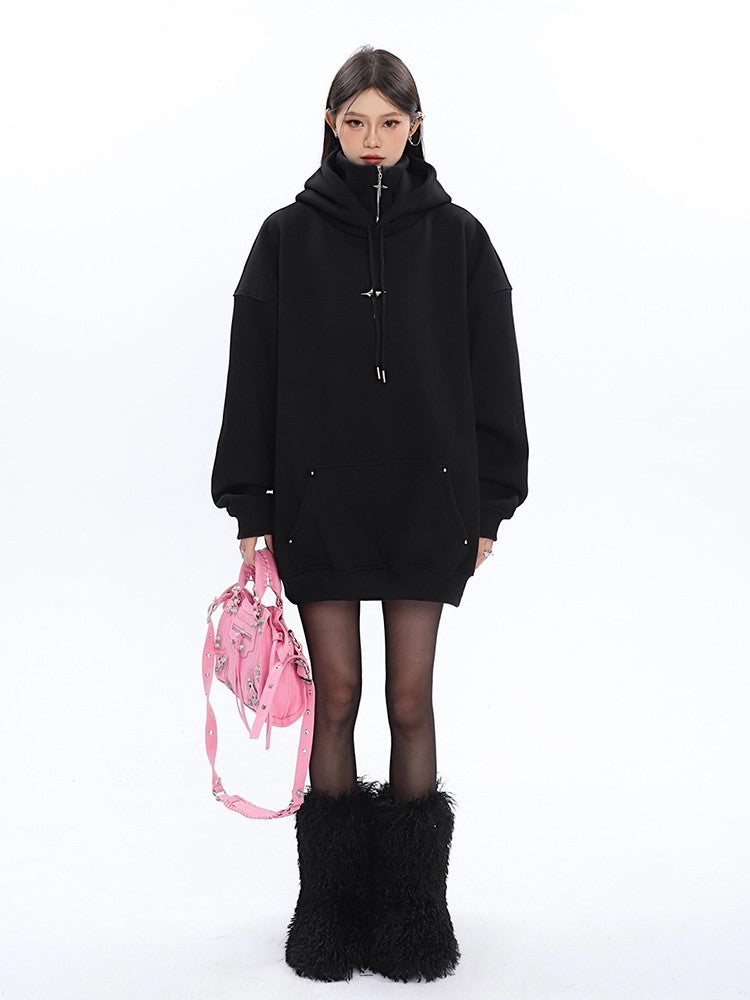 klia Star Studded Oversized Zip Sweater