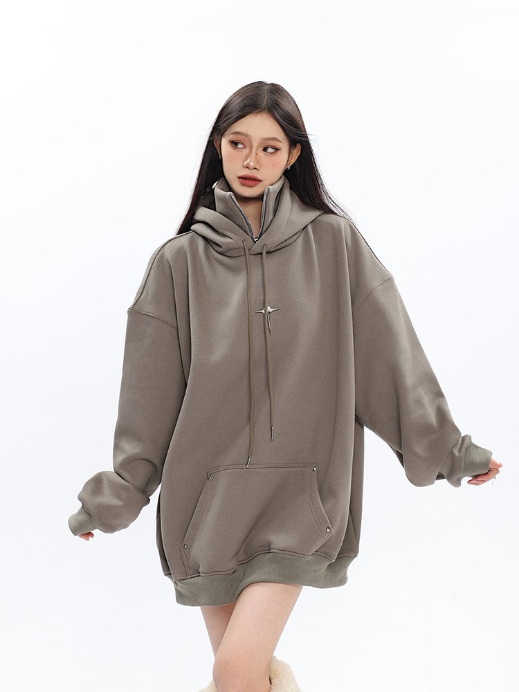 klia Star Studded Oversized Zip Sweater