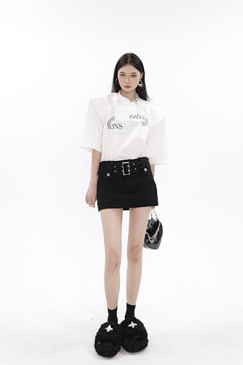 klia High Waist A-Line Denim Skirt