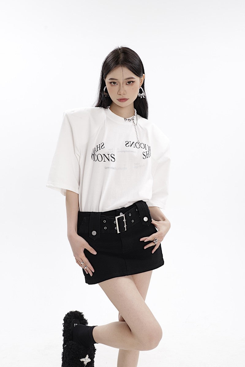 klia High Waist A-Line Denim Skirt