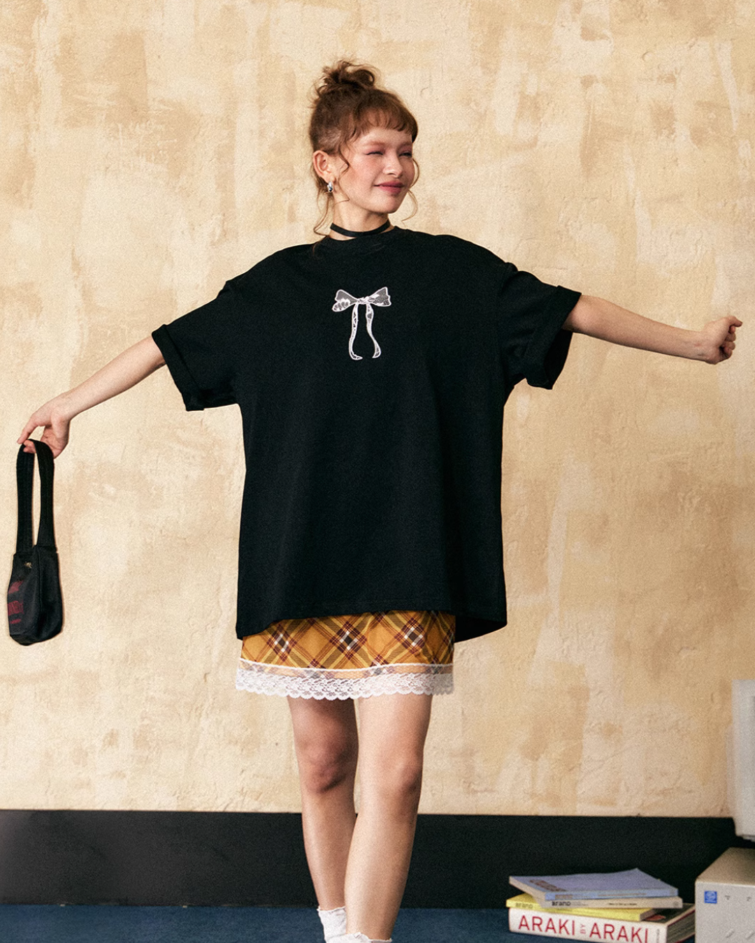 リボン刺繍ルーズTシャツ