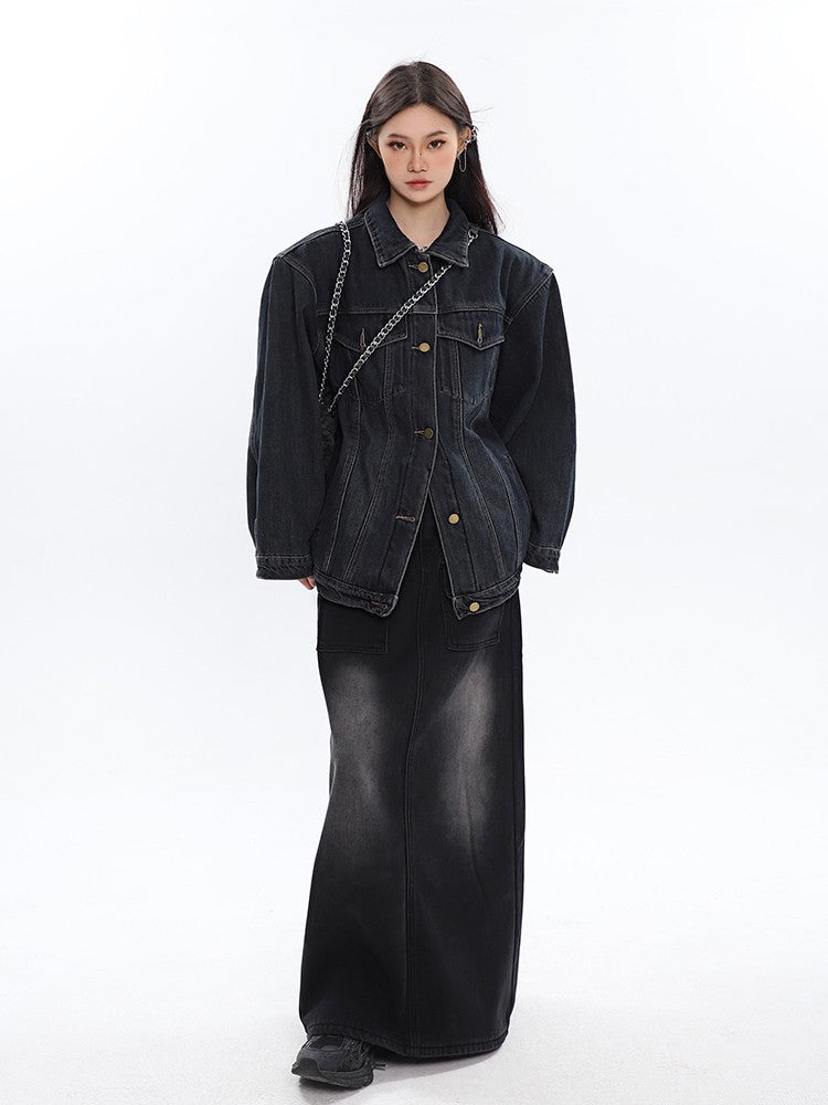 klia Retro Wash Denim Skirt