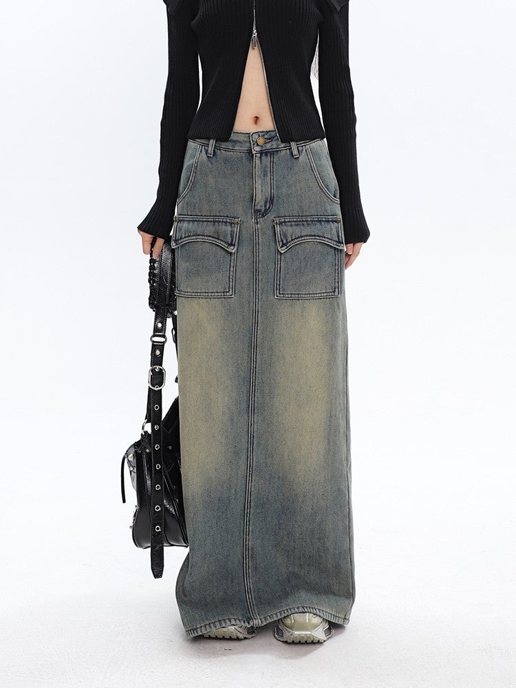 klia Retro Wash Denim Skirt