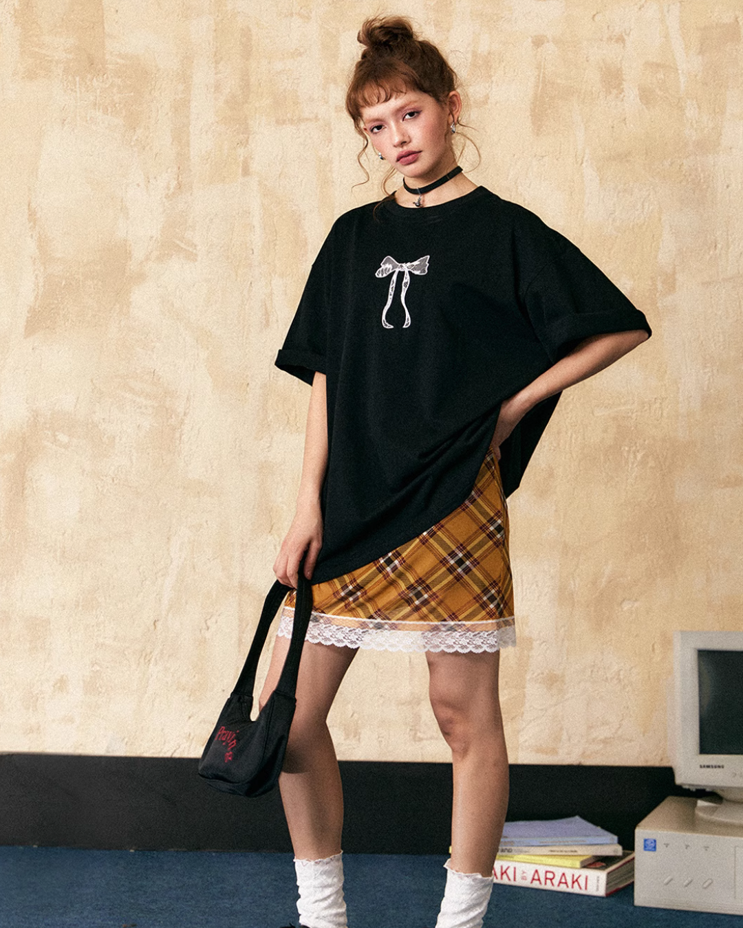 リボン刺繍ルーズTシャツ