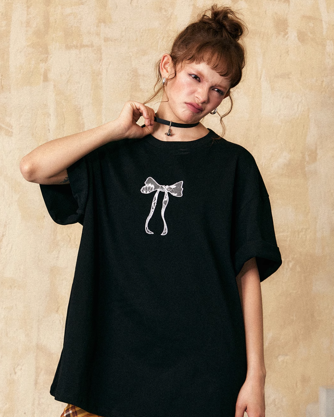 リボン刺繍ルーズTシャツ