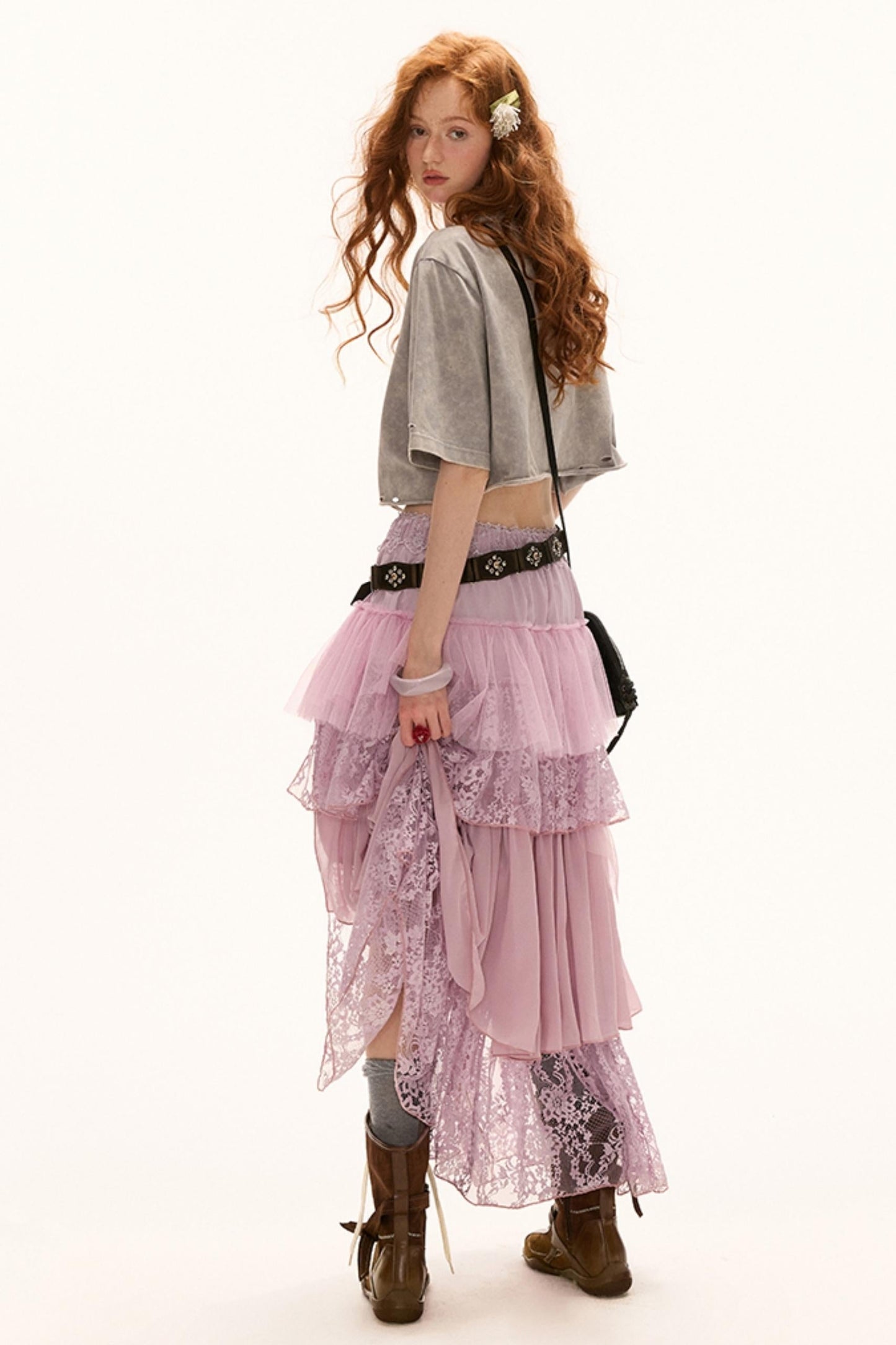 Irregular Layered Midi Skirt