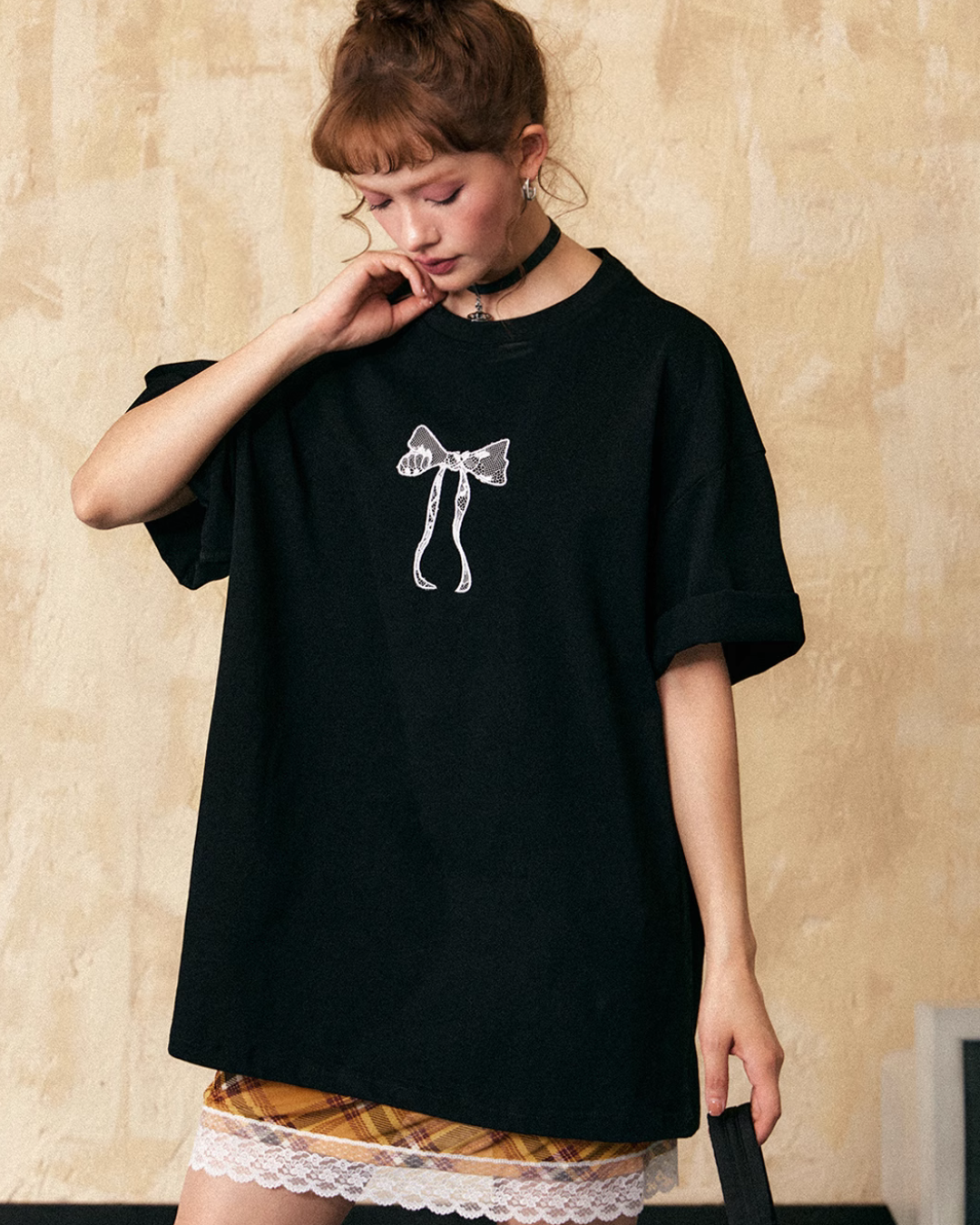 リボン刺繍ルーズTシャツ