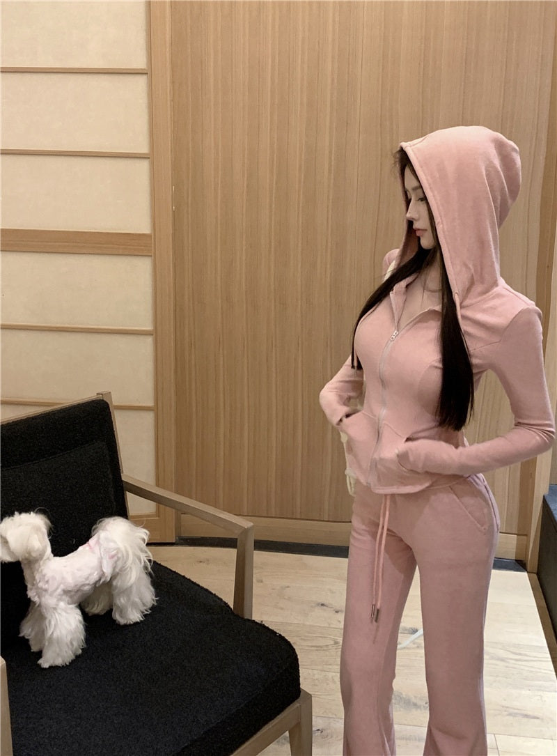 Lace Up Zip Hoodie & Pants Set