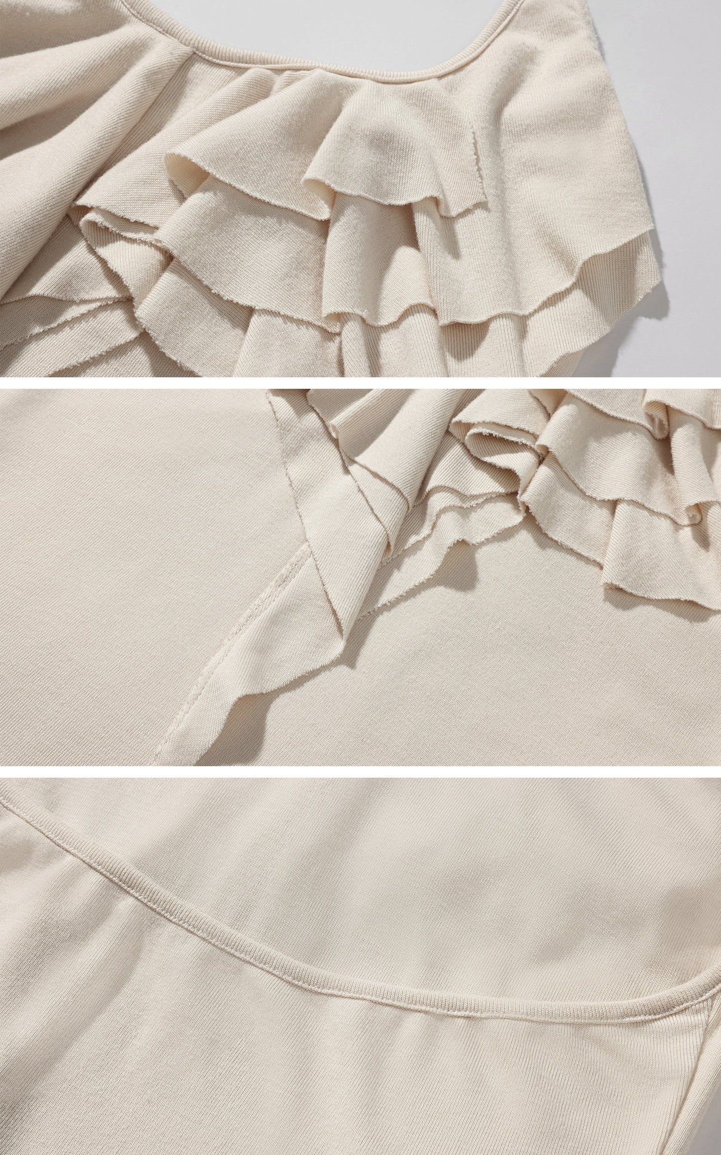 Ruffled Halter Sleeveless Knit Top in Soft Cream