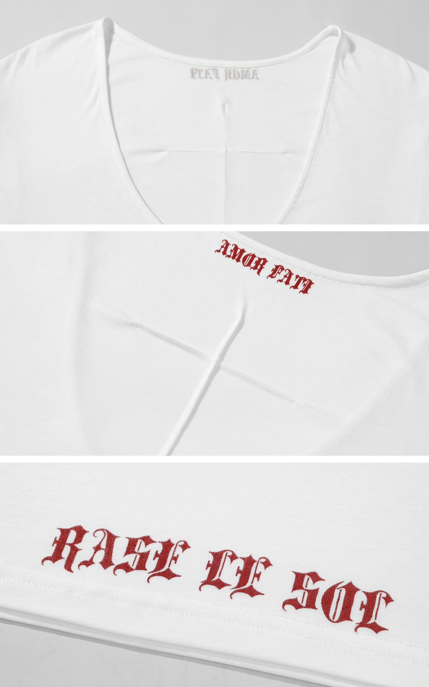 Deep V Cross-Stitch Gothic Letter Tee