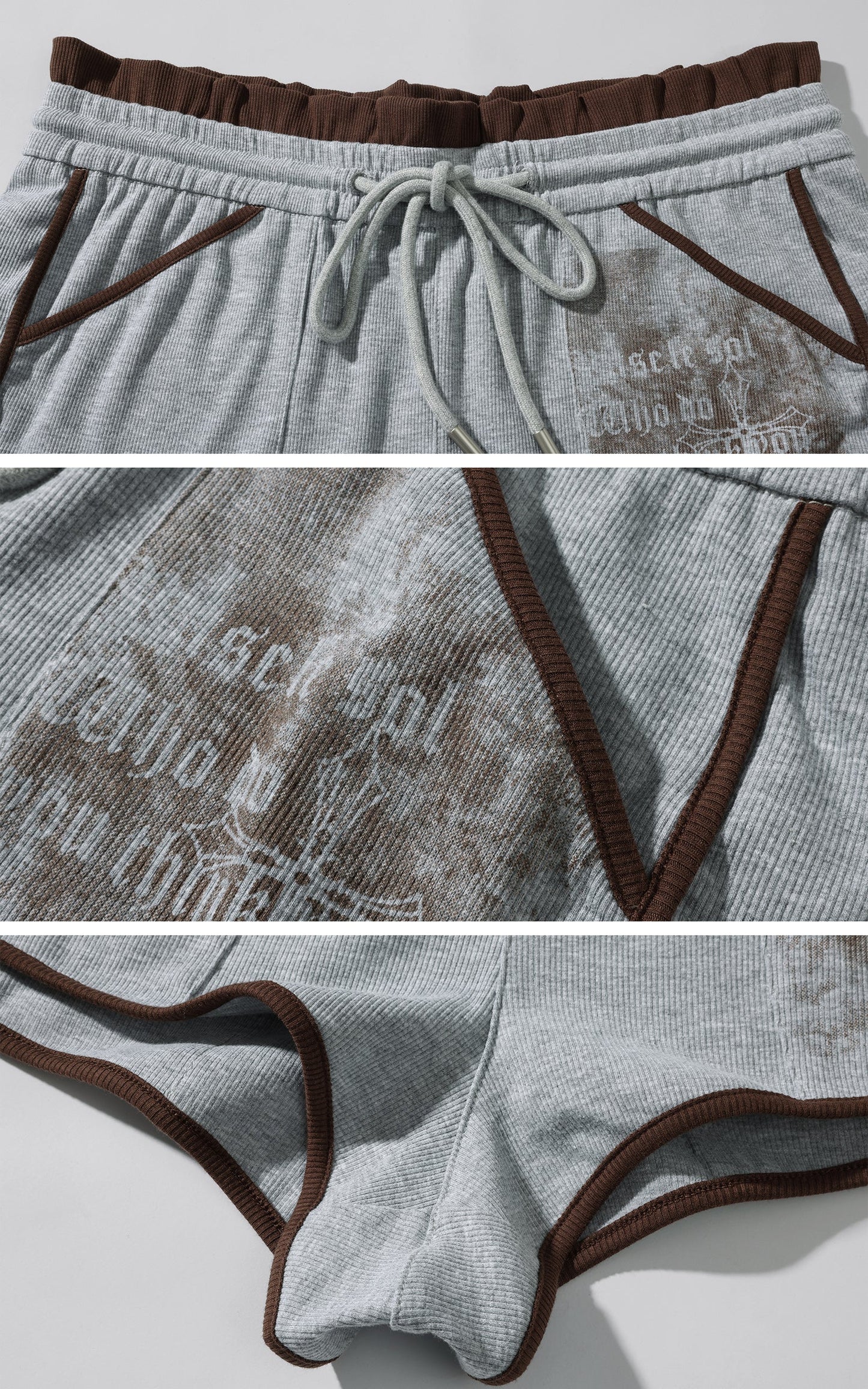 Distressed Ribbed Cotton Shorts