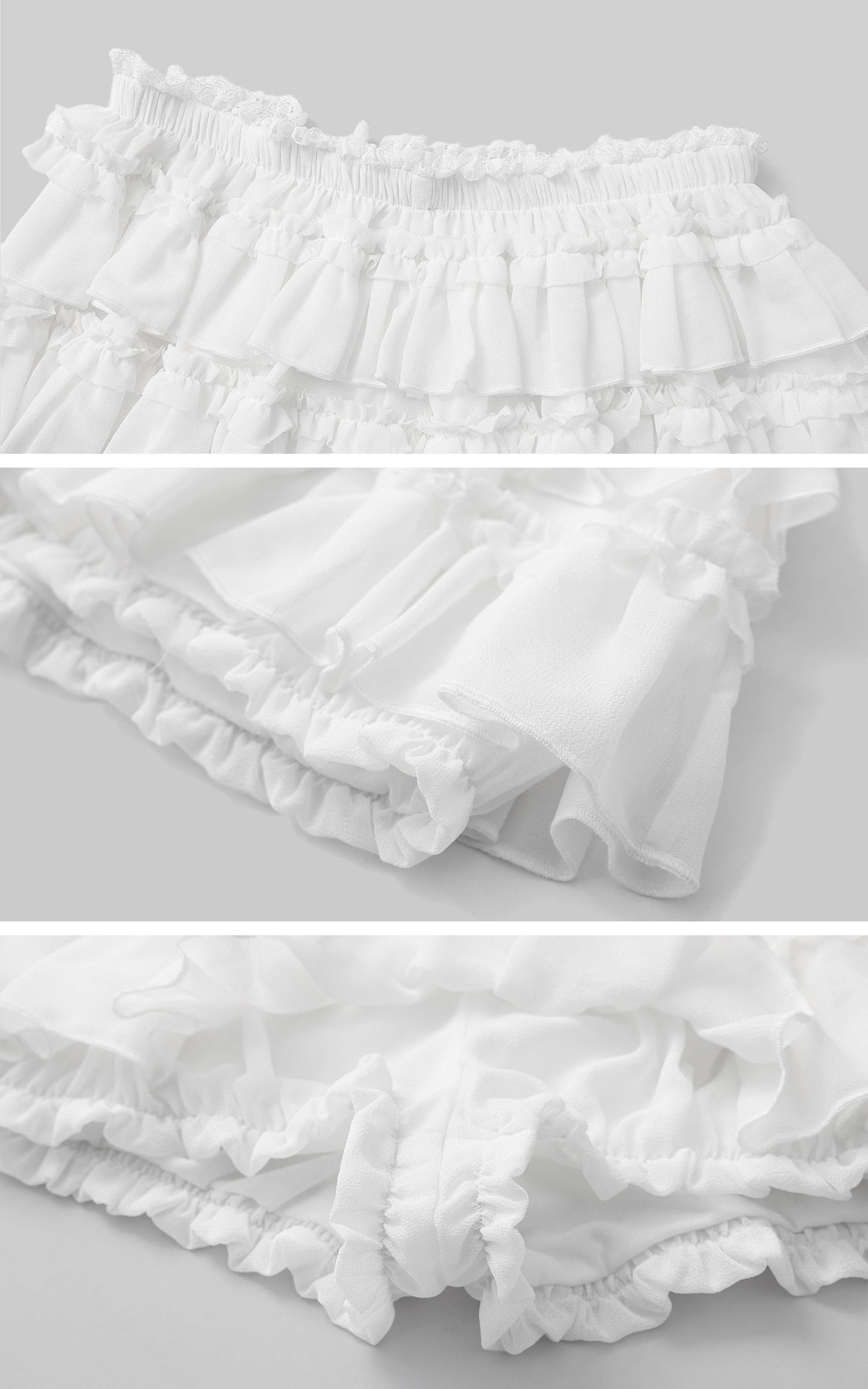 Rosette Lace-Up Cardigan & Ruffle Mini Skirt Set