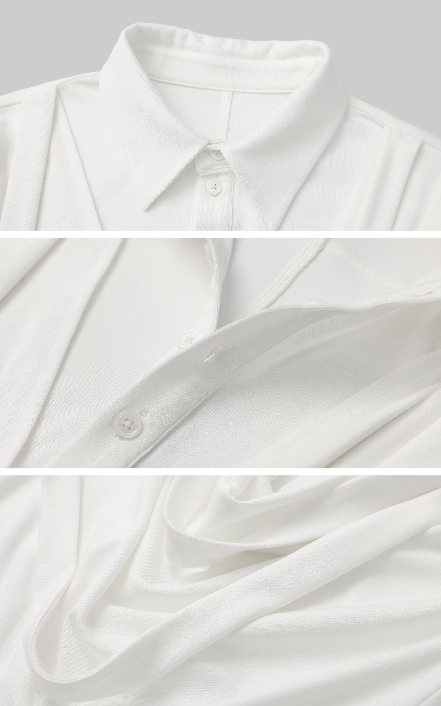 Draped Long-Sleeve Fitted T-Shirt