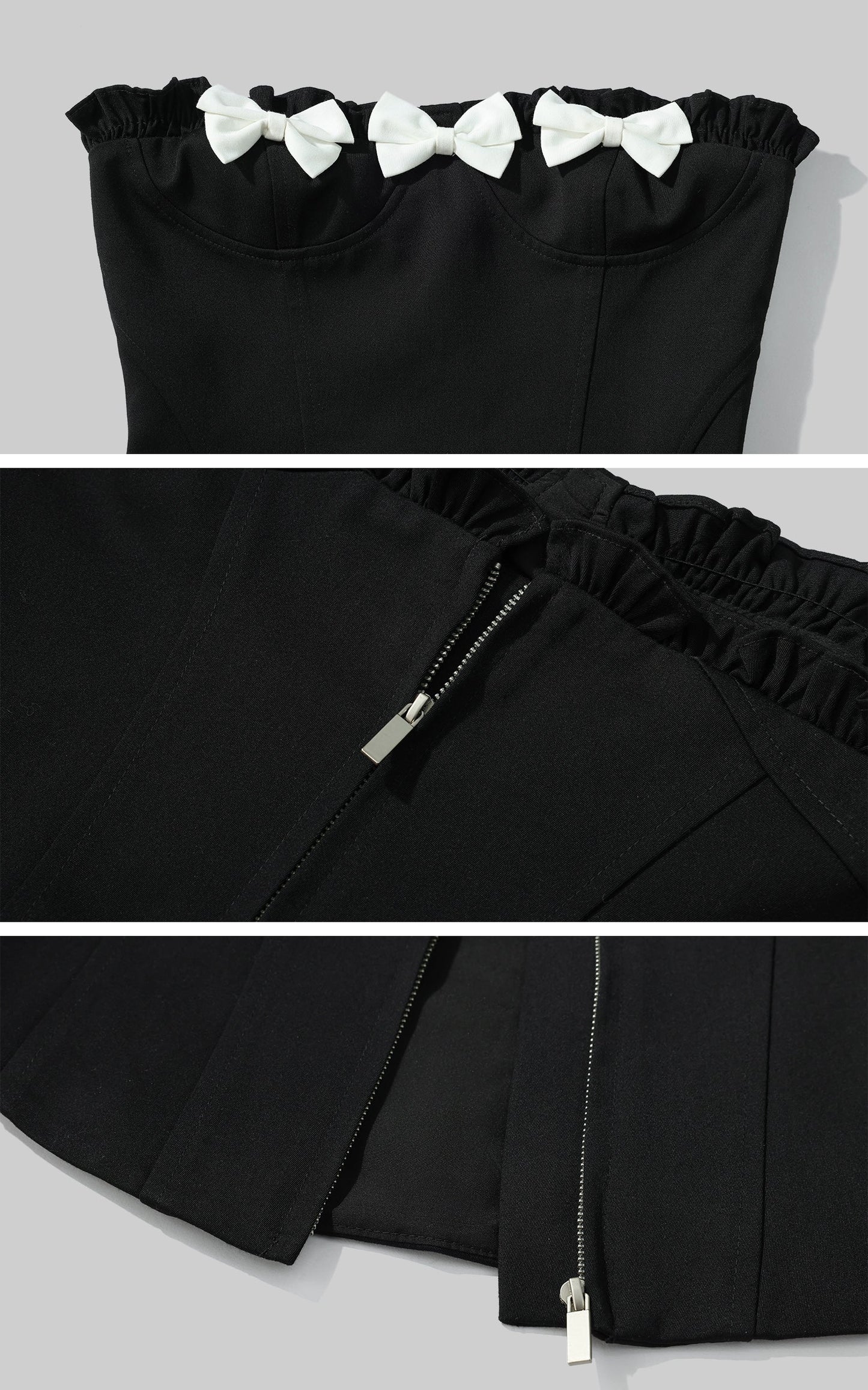 Bow Detail Strapless Top and Bubble Skirt Shorts Set