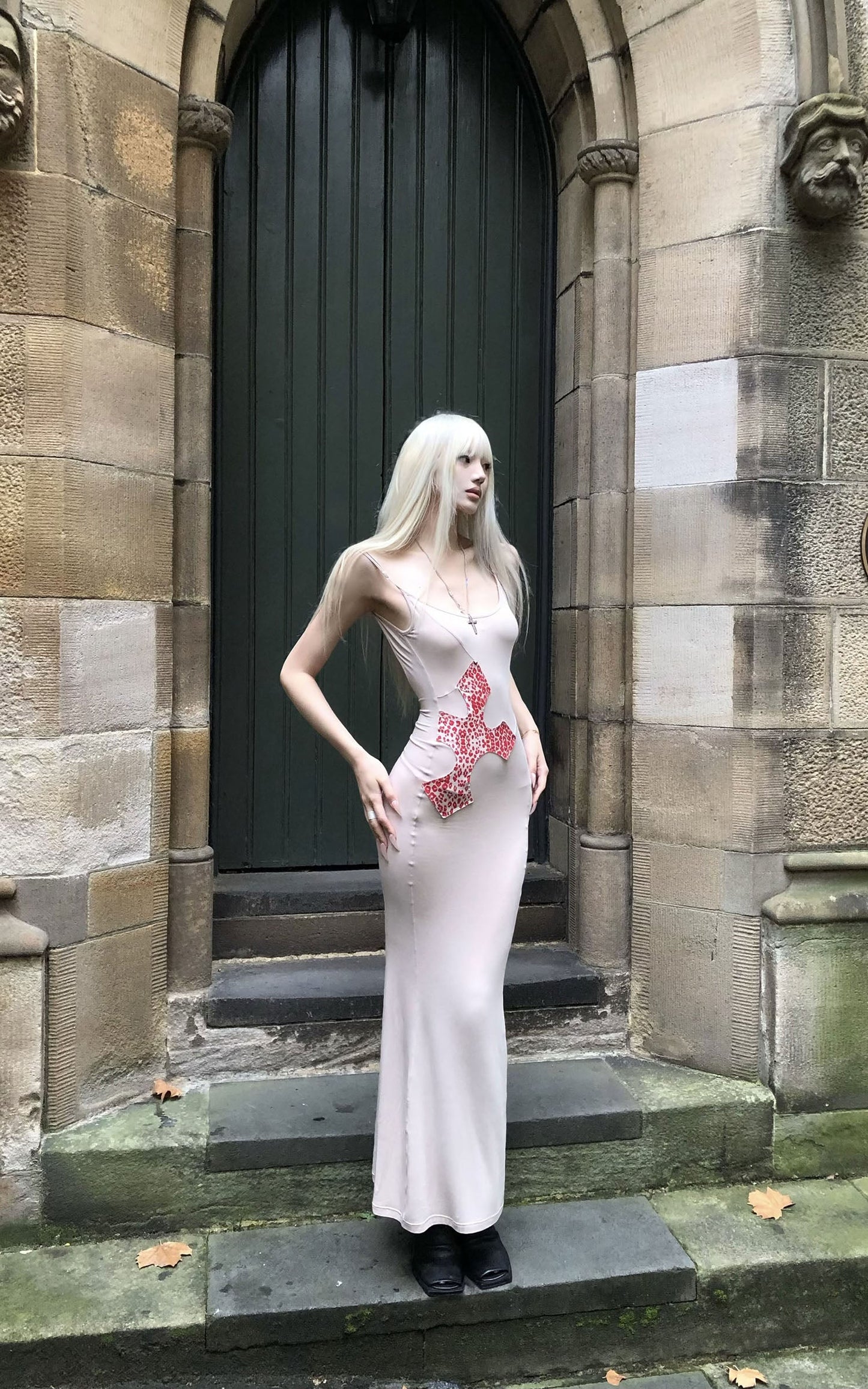 Leopard Appliqué Backless Maxi Dress