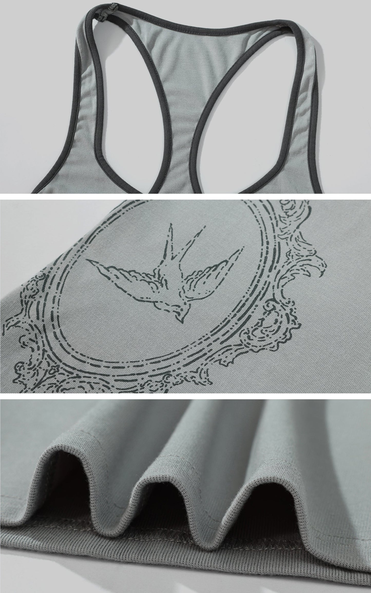 Contrast Frame Print Ribbed Fitted Top