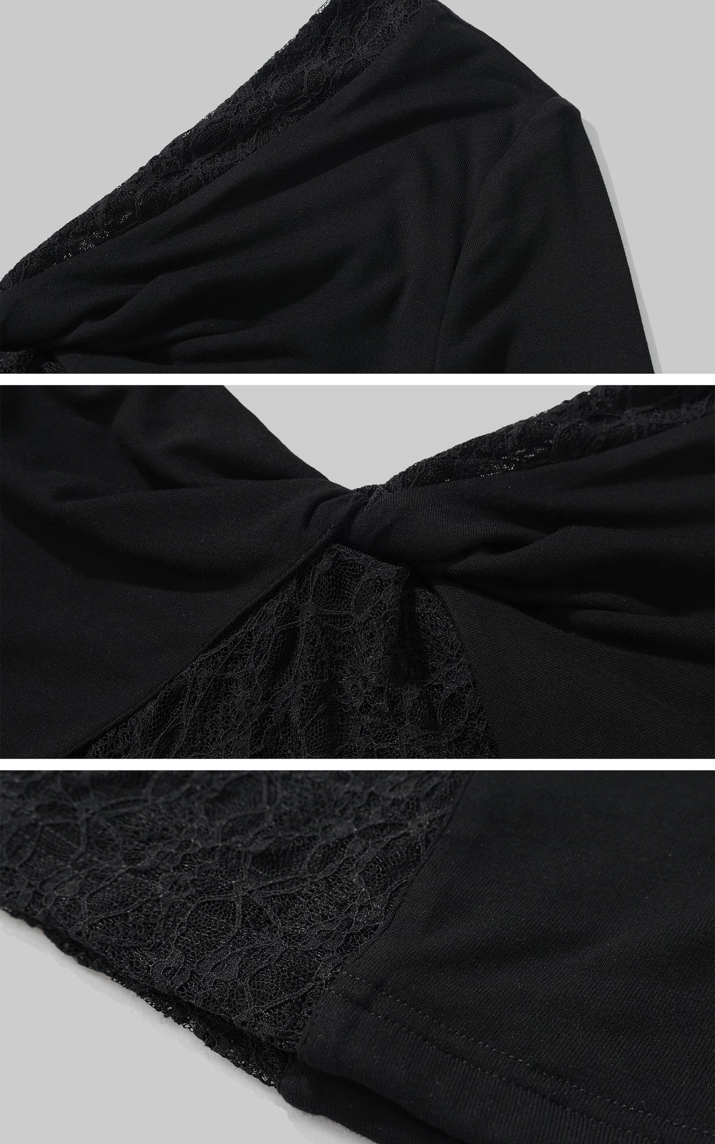 Lace and Mesh Panel Off-Shoulder Top