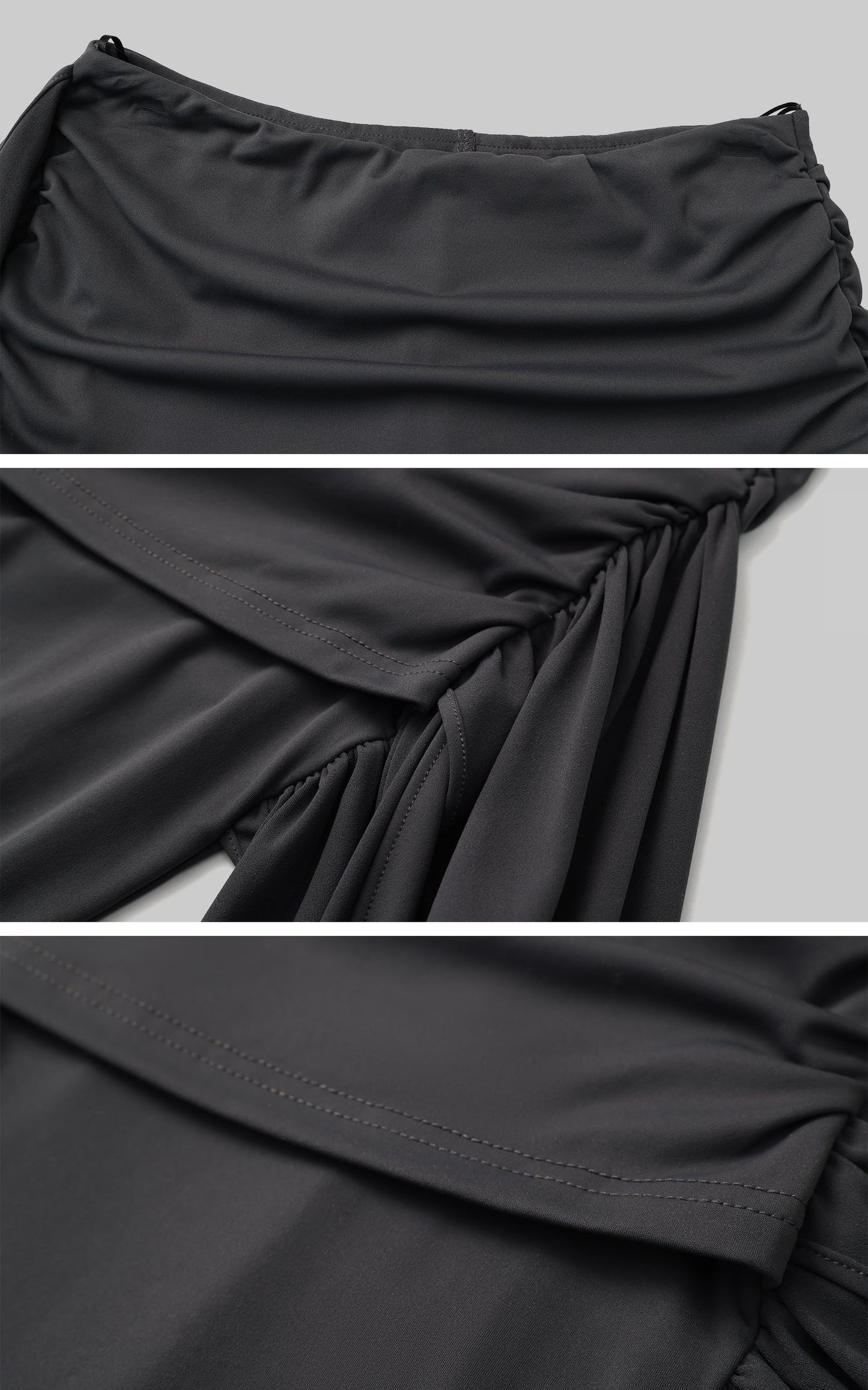 Gray Knot Detail High-Waisted Flared Pants