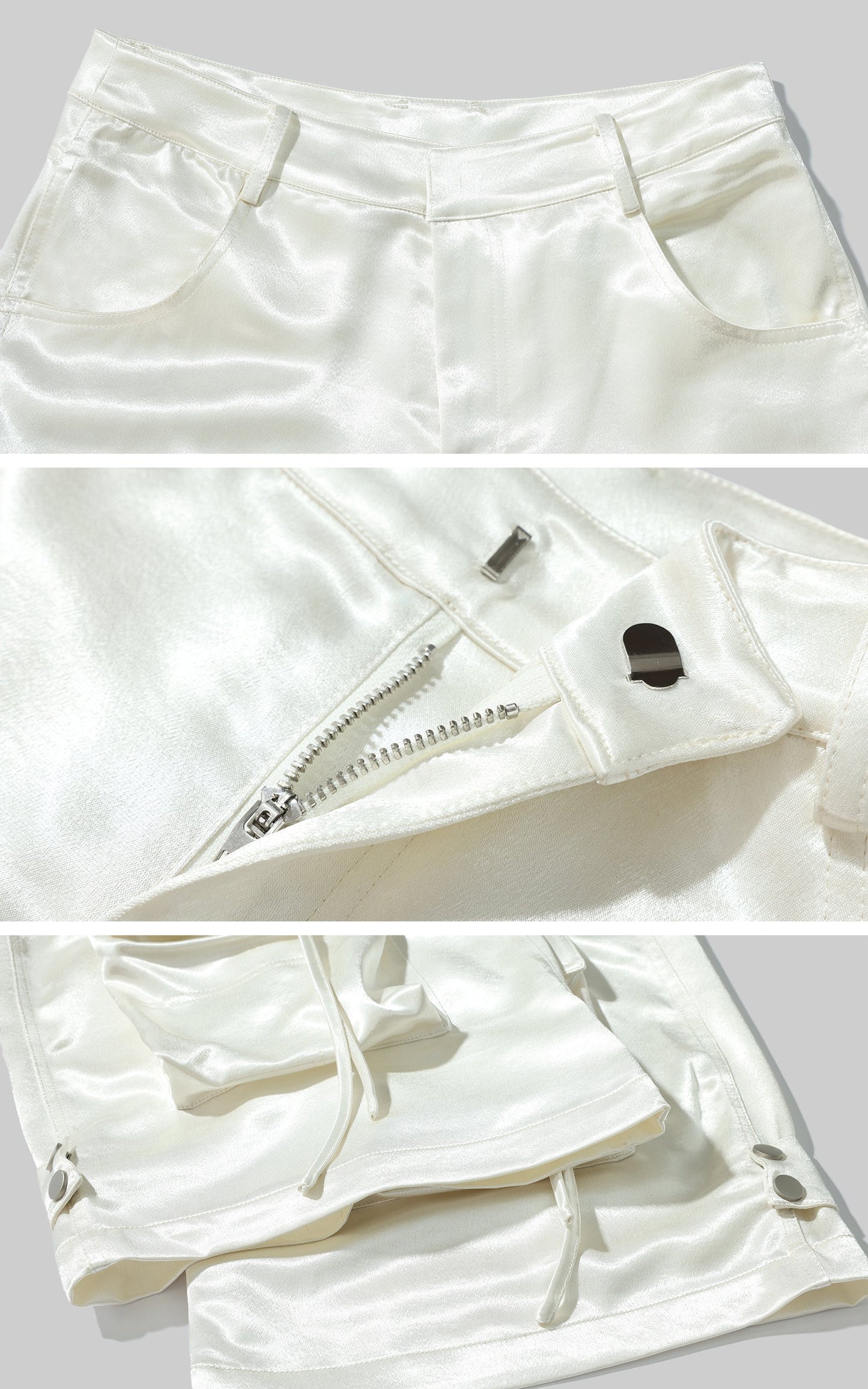 Satin Multi-Pocket Cargo Pants
