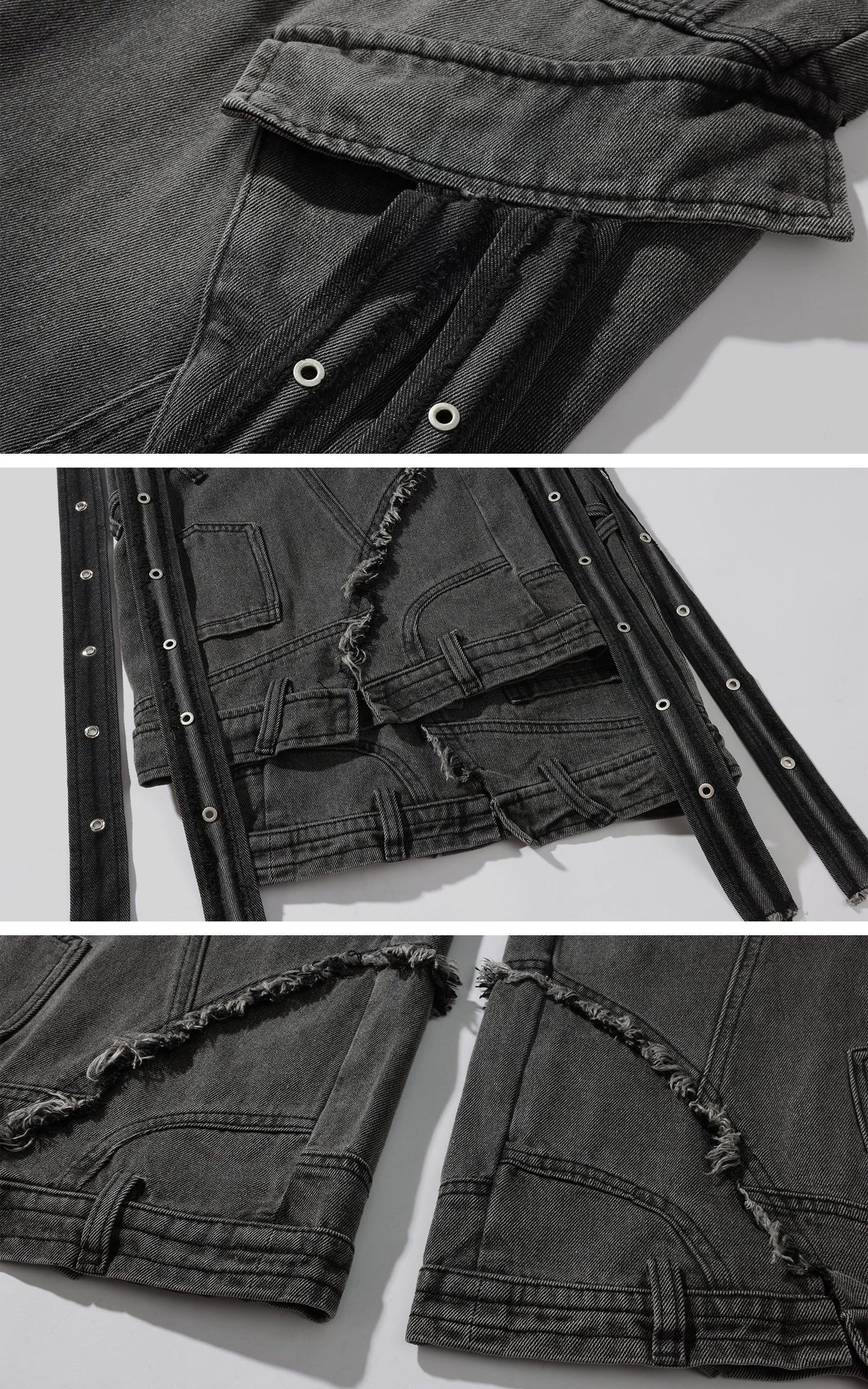 Deconstructed Cargo Pants with Strap Detailing