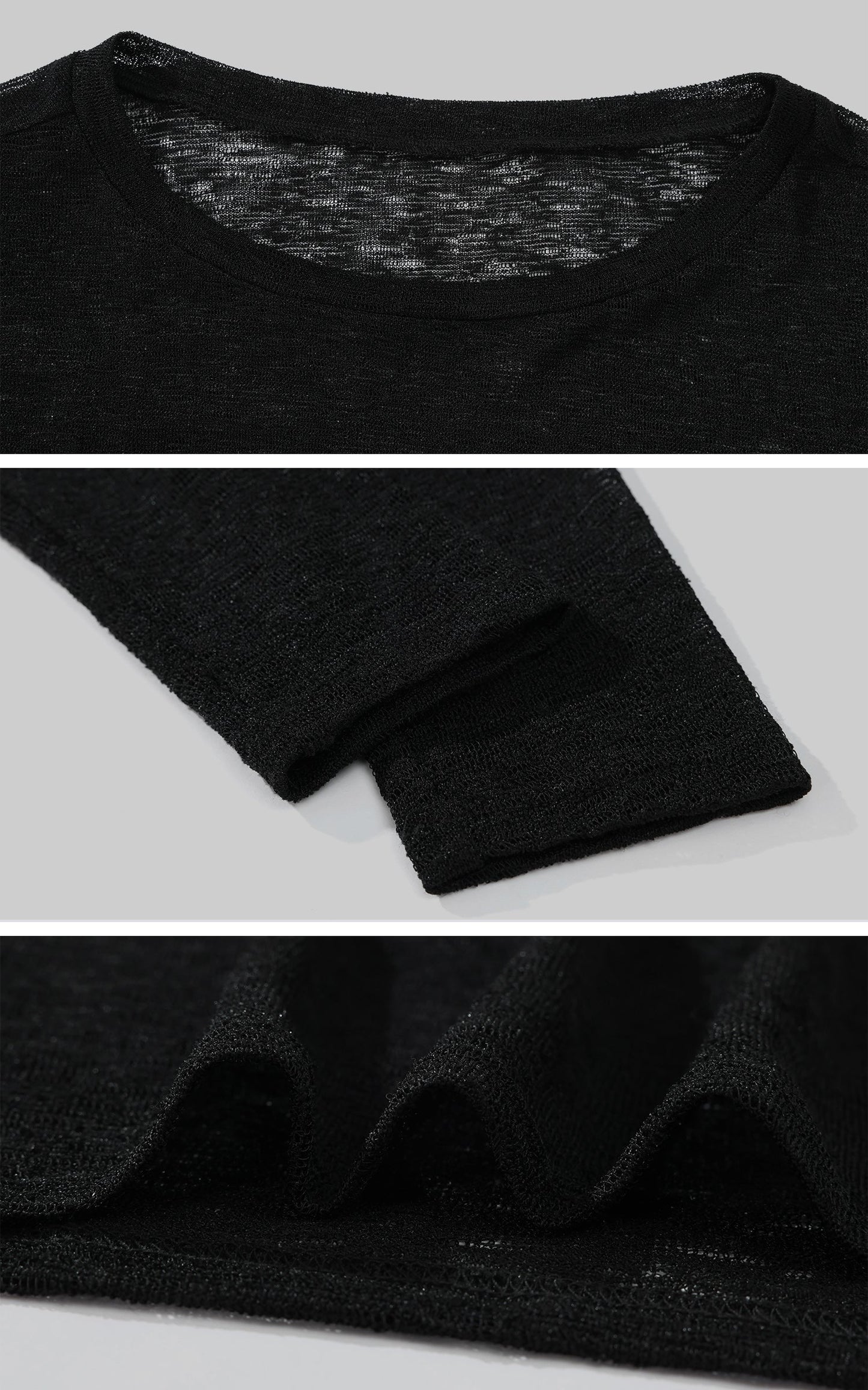 Sheer Knit Long-Sleeve Top