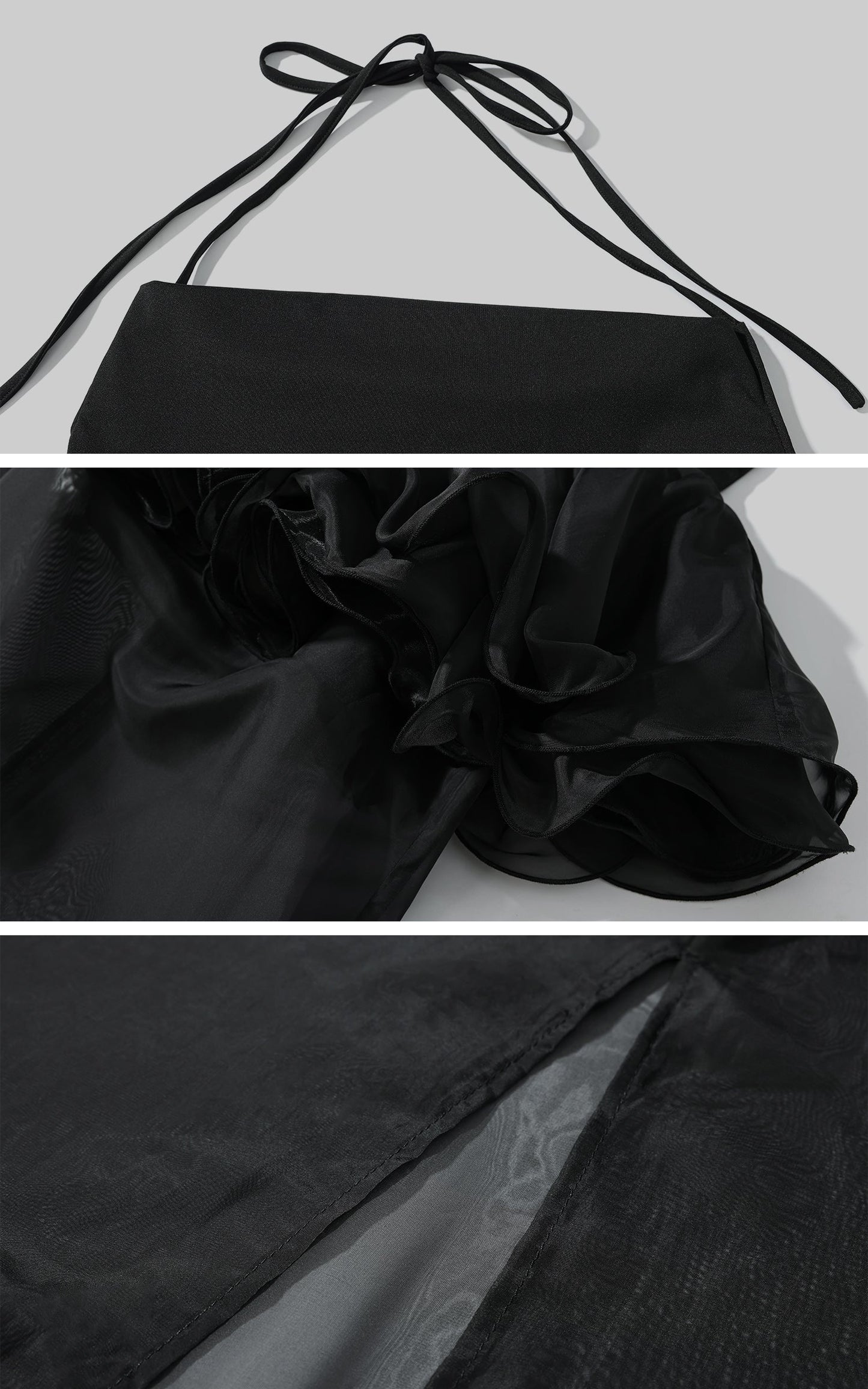 Sheer Layered Tulle Halter Dress