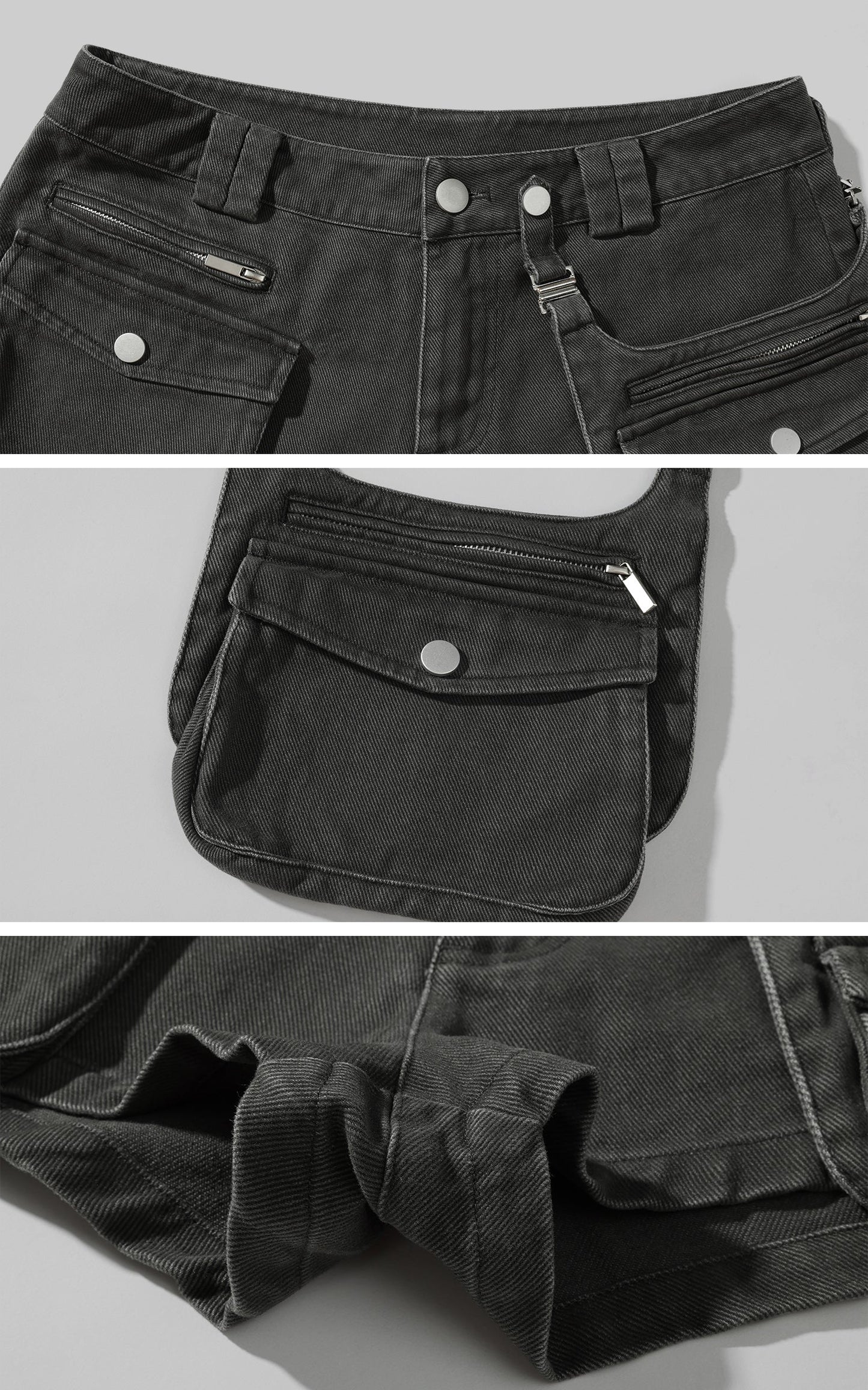 Multi-Pocket Utility Denim Shorts