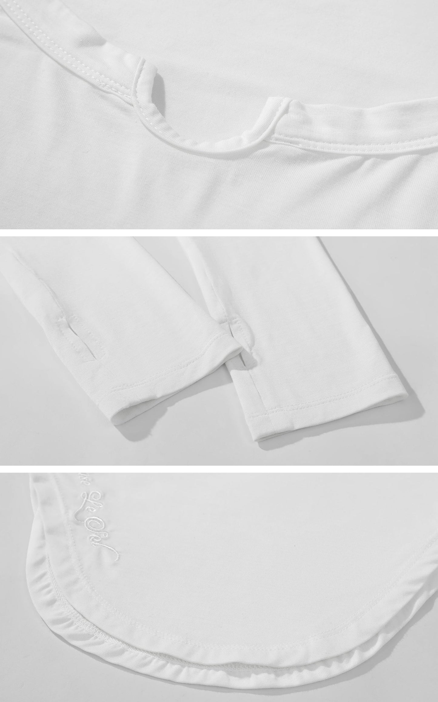 Cutout Neckline Curved Hem Long Sleeve Top