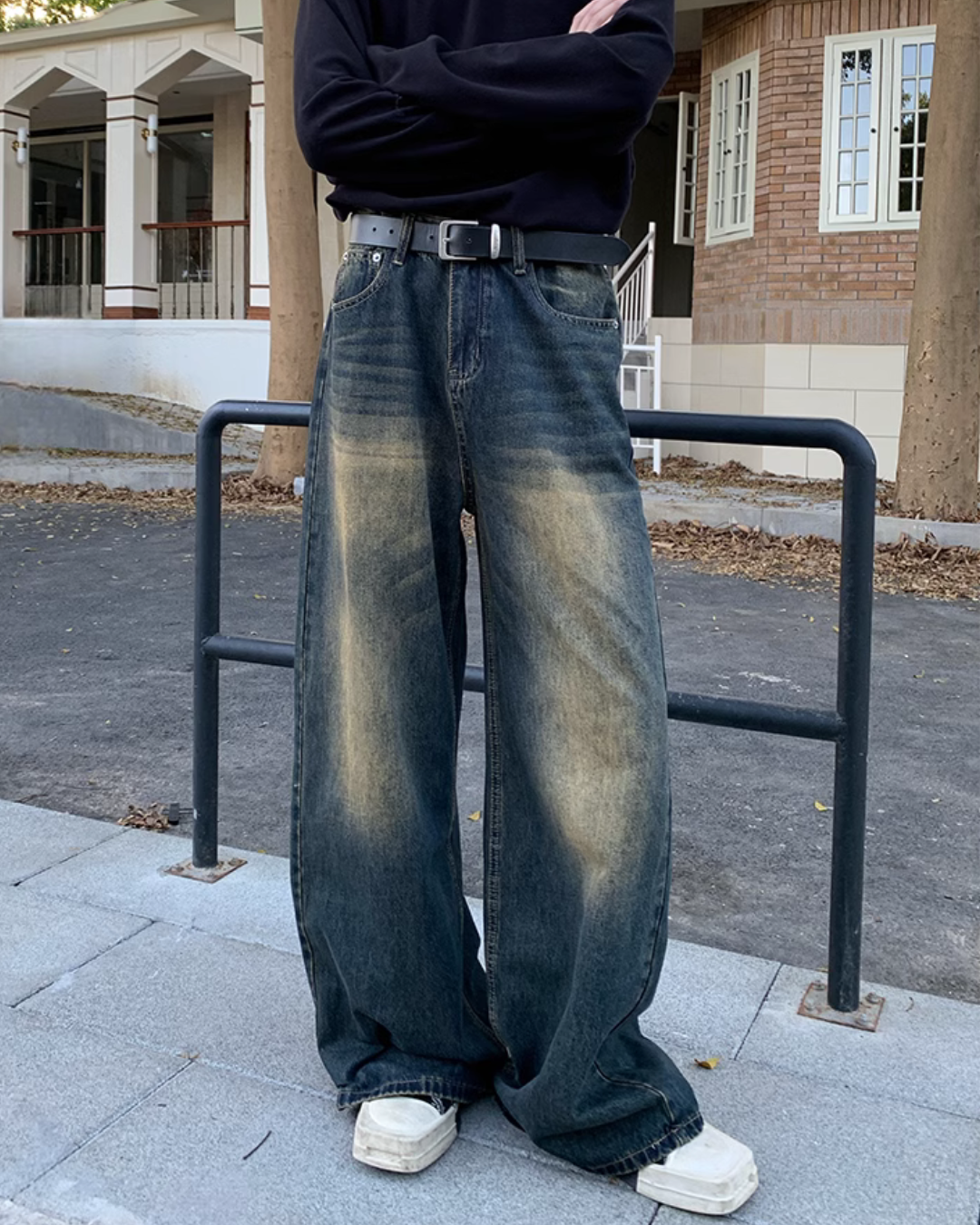 Vintage Washed Wide Denim Pants