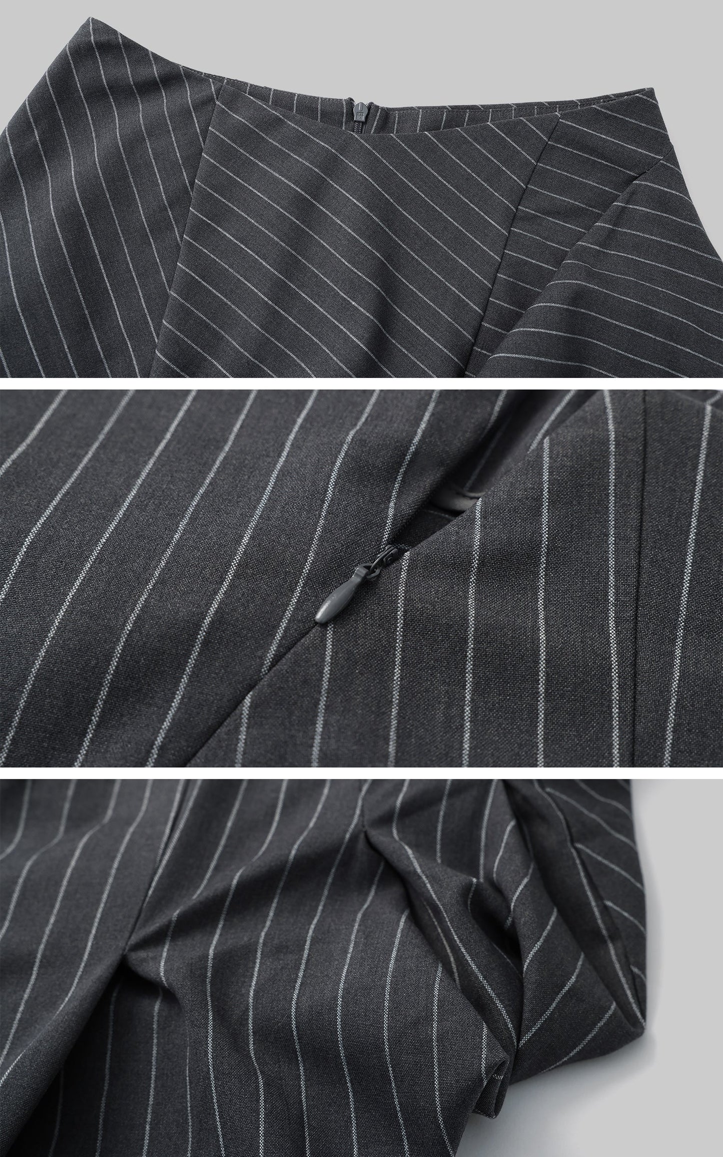 Striped Panel Blazer & High-Waisted Skirt Set