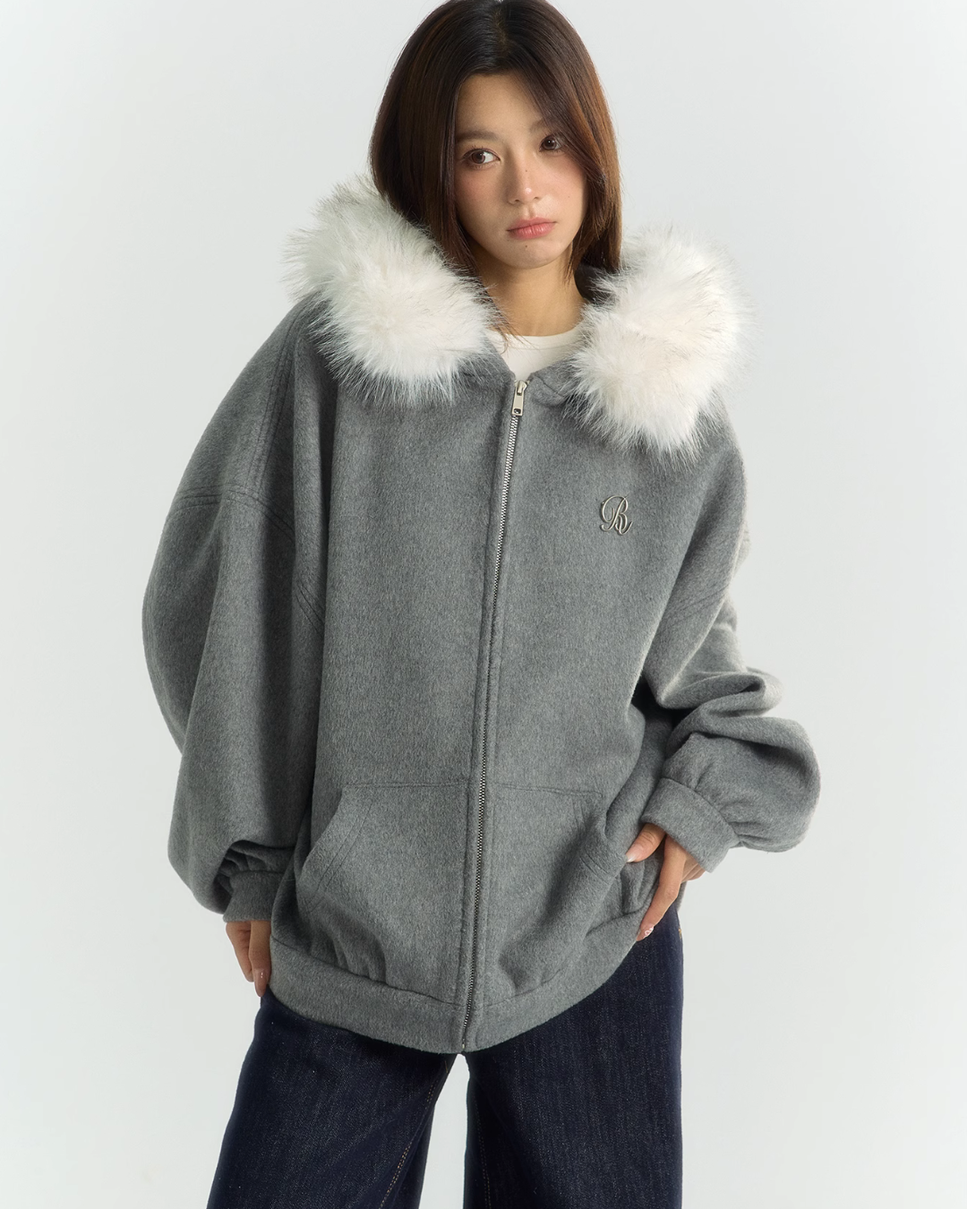 Fur Collar Wool Tweed Jacket