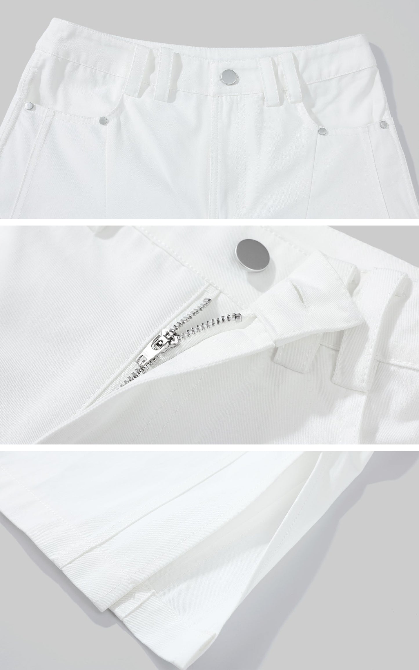White Split Hem Utility Pants