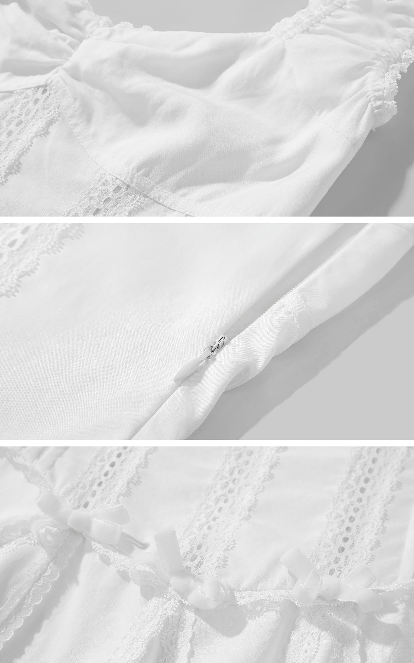 Ruffle-Edge Bow Lace Mini Dress