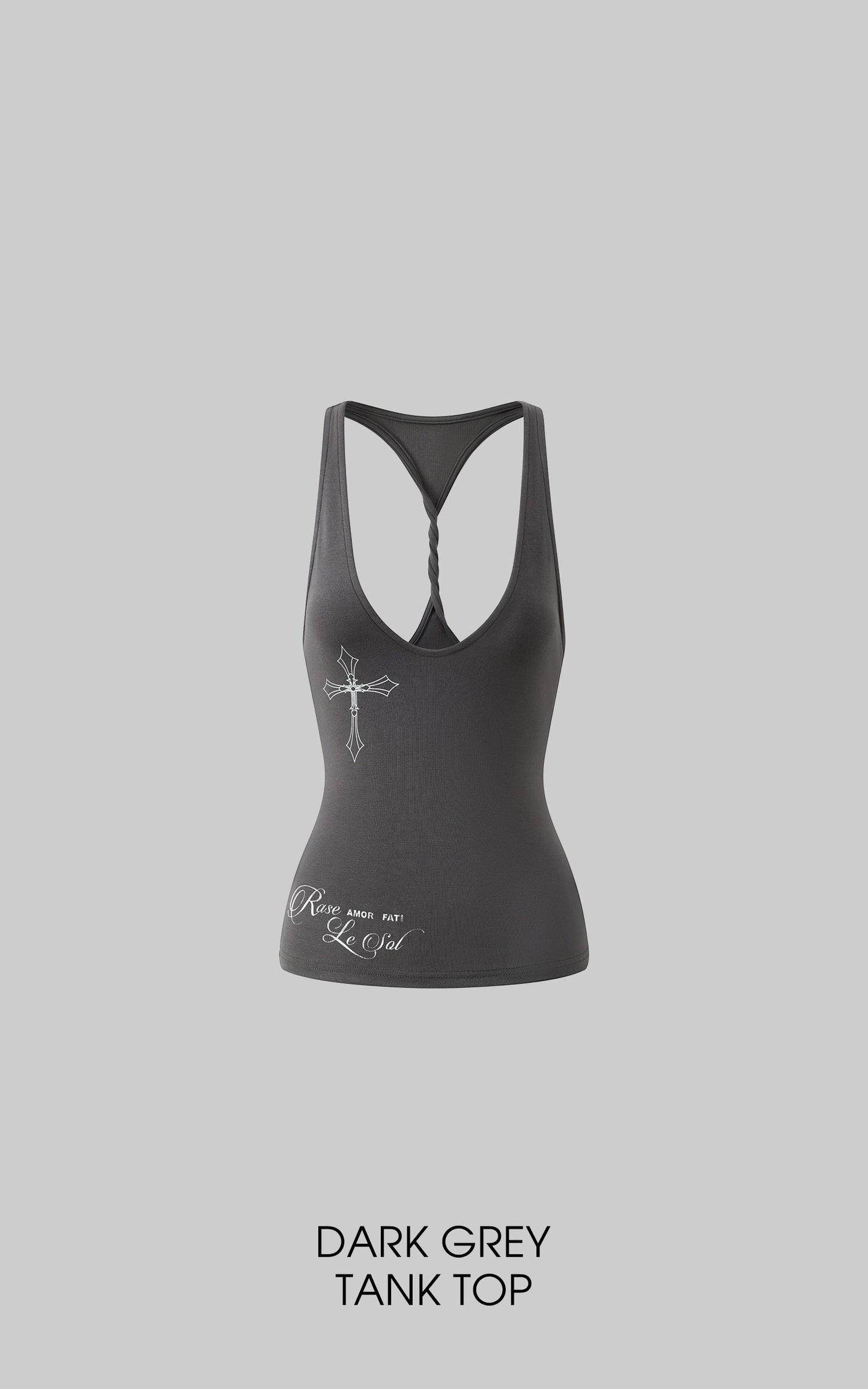 Cross-Print Twisted Back Tank Top