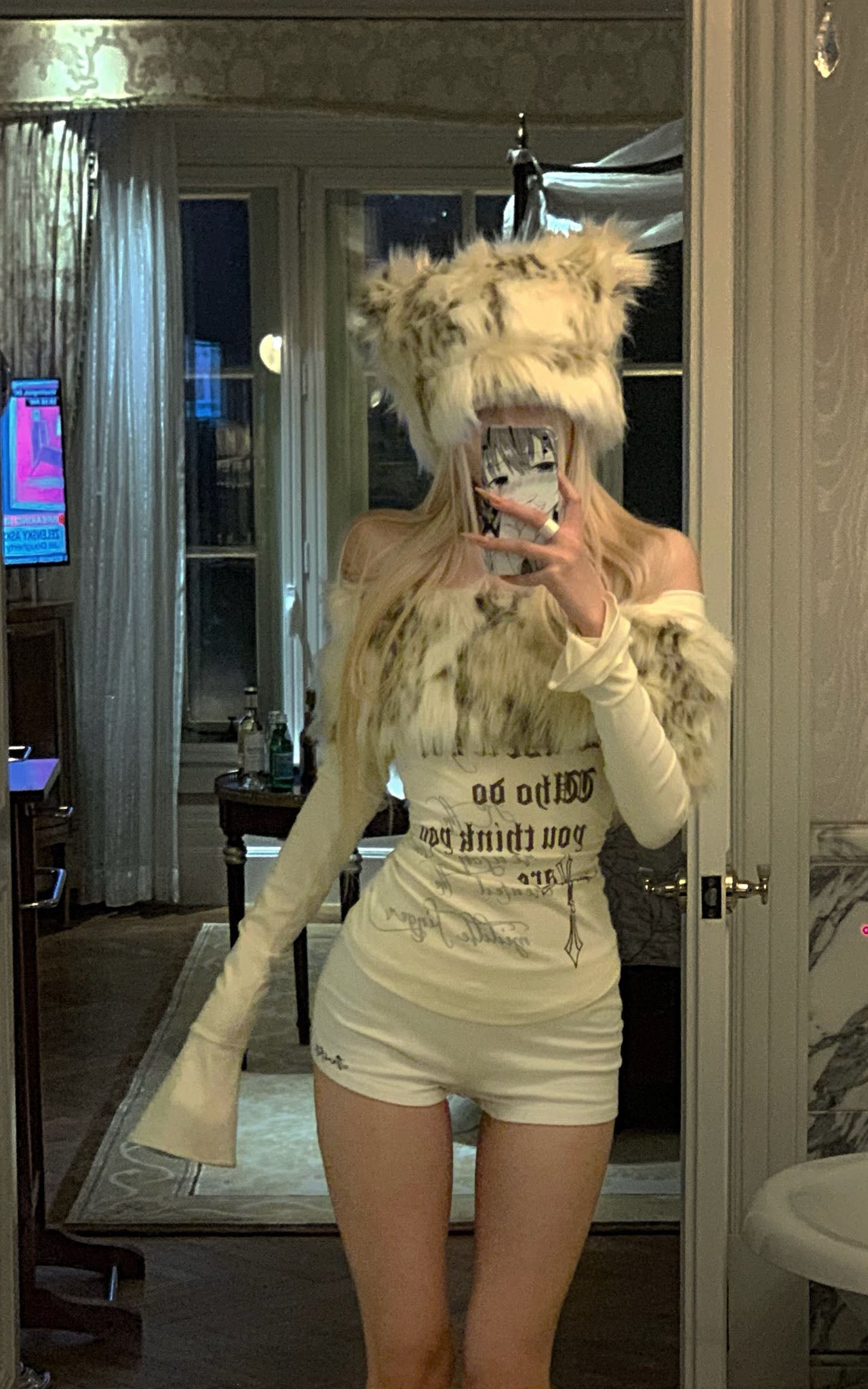 Off-Shoulder Faux Fur Top