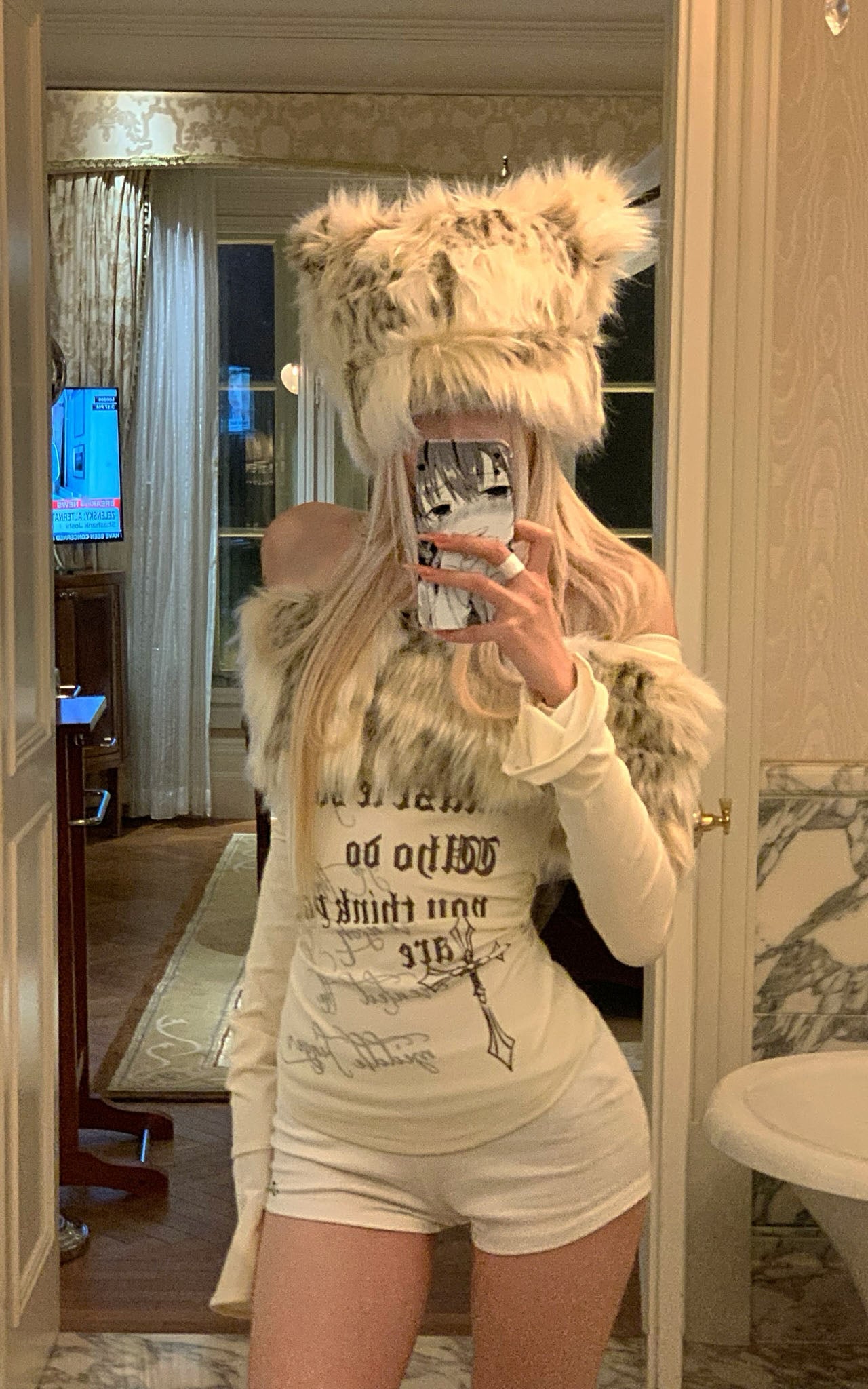 Off-Shoulder Faux Fur Top