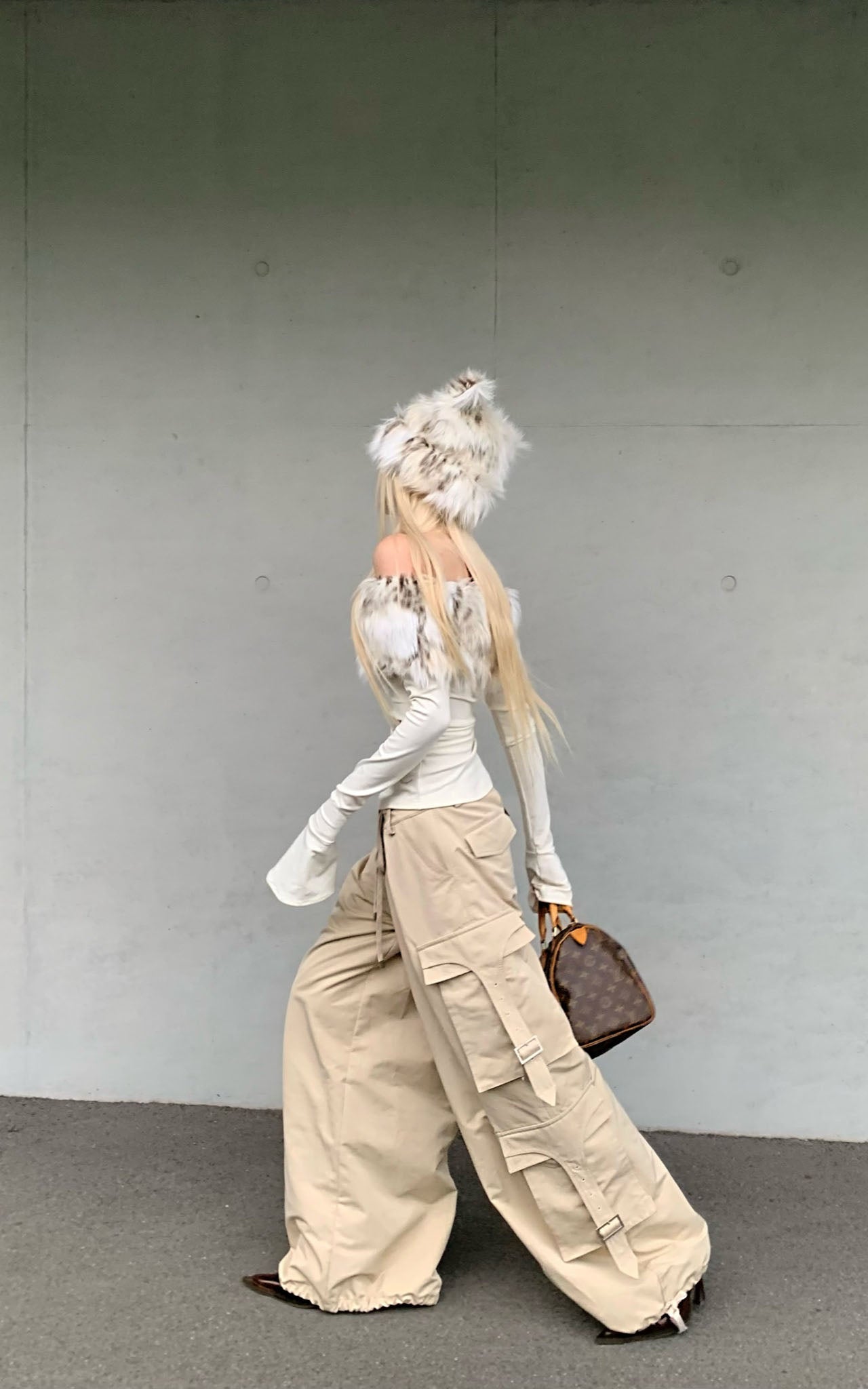 Off-Shoulder Faux Fur Top