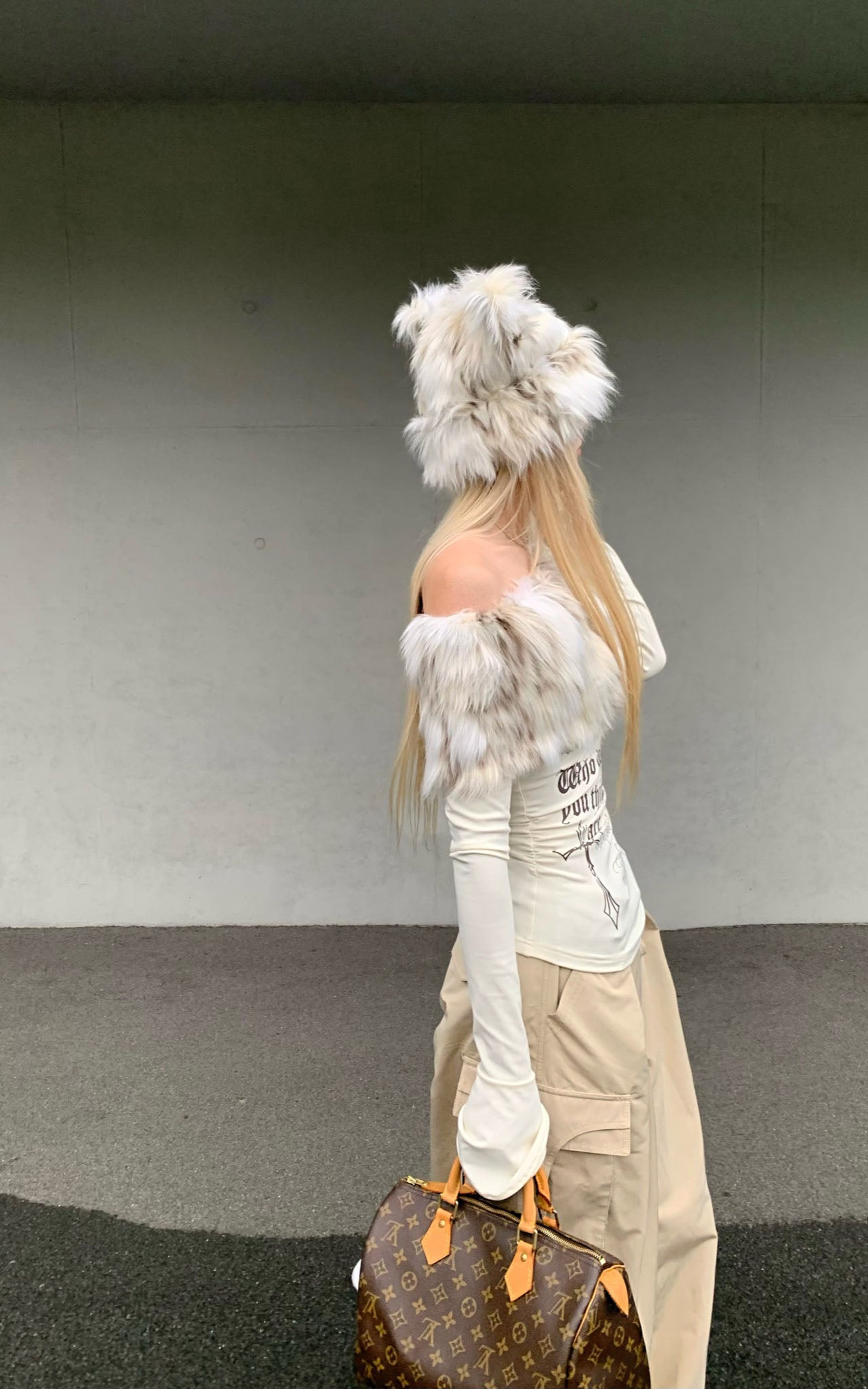 Off-Shoulder Faux Fur Top