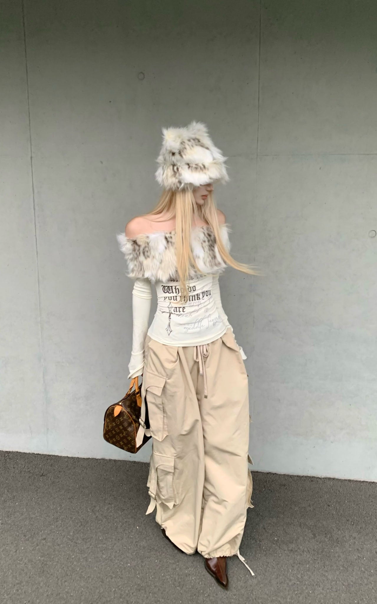 Off-Shoulder Faux Fur Top