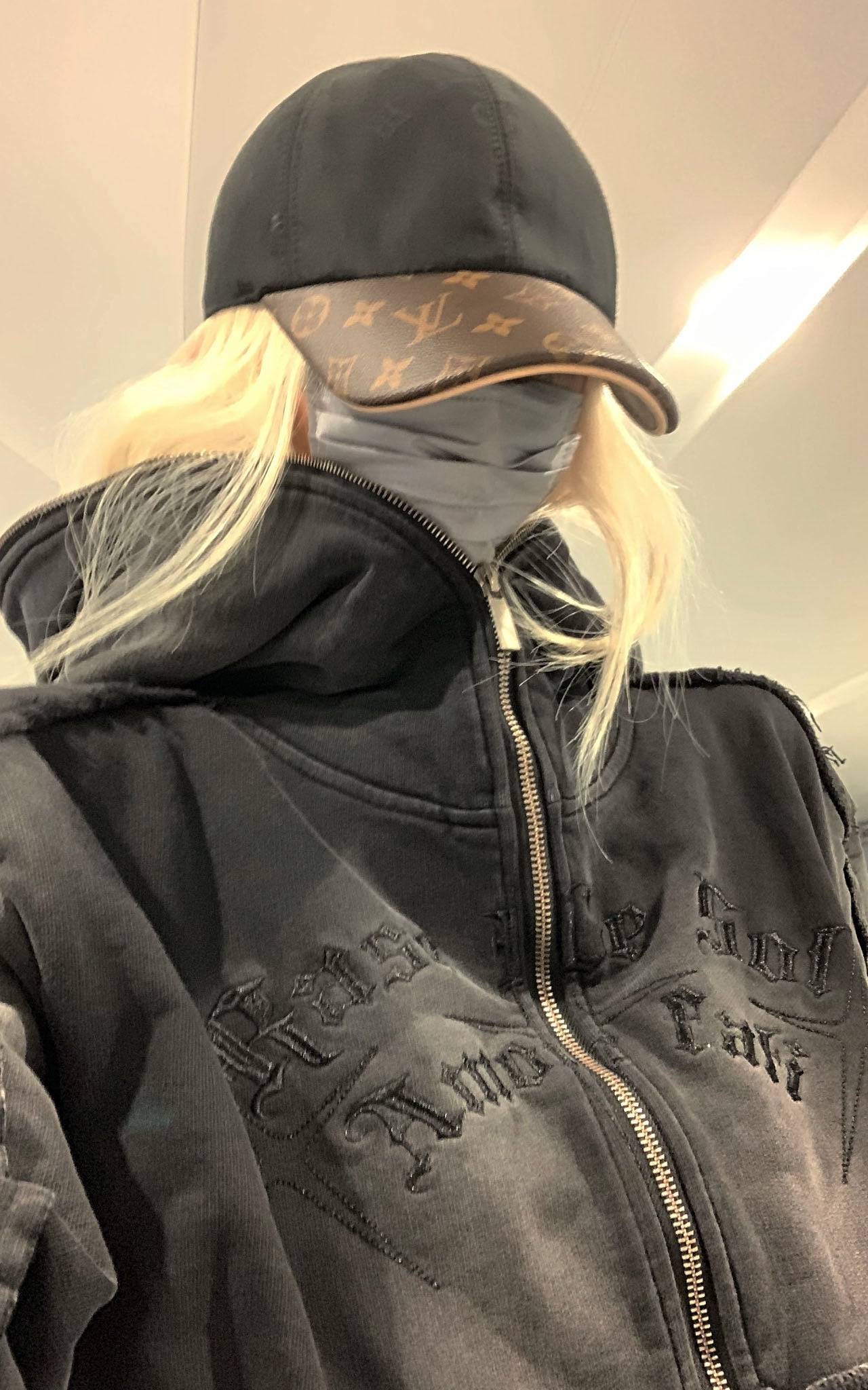 Graphic Distressed Zip Hoodie