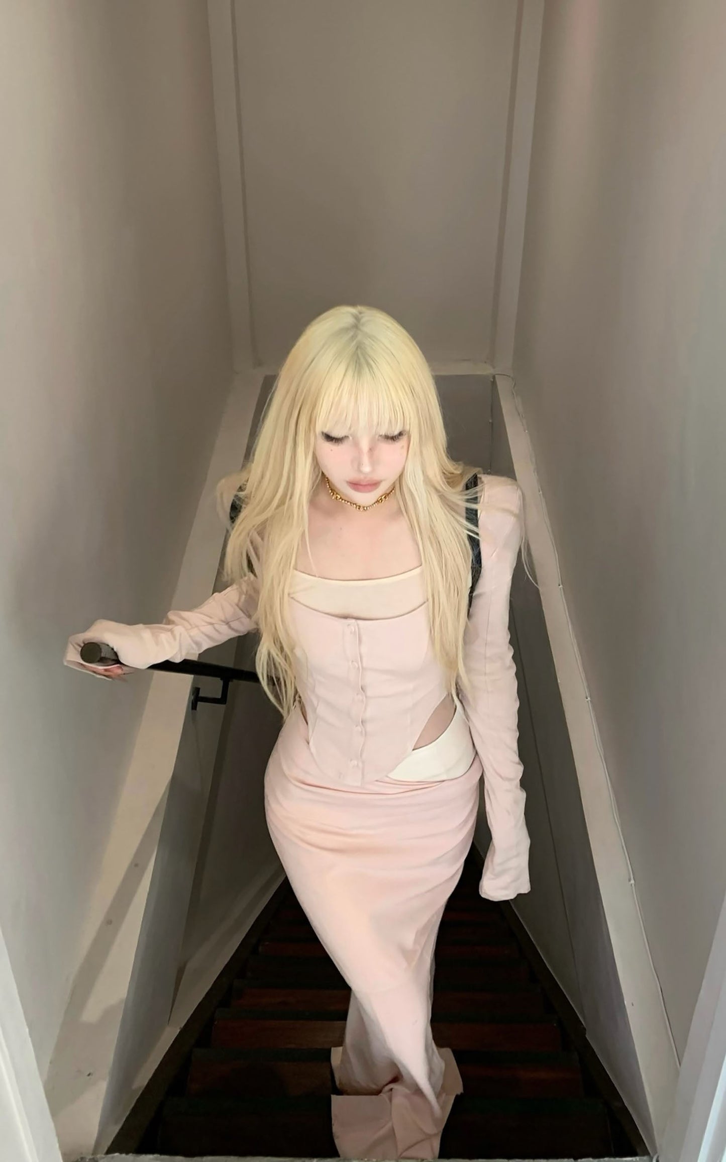 Pink Long-Sleeve Top & Mermaid Skirt Set