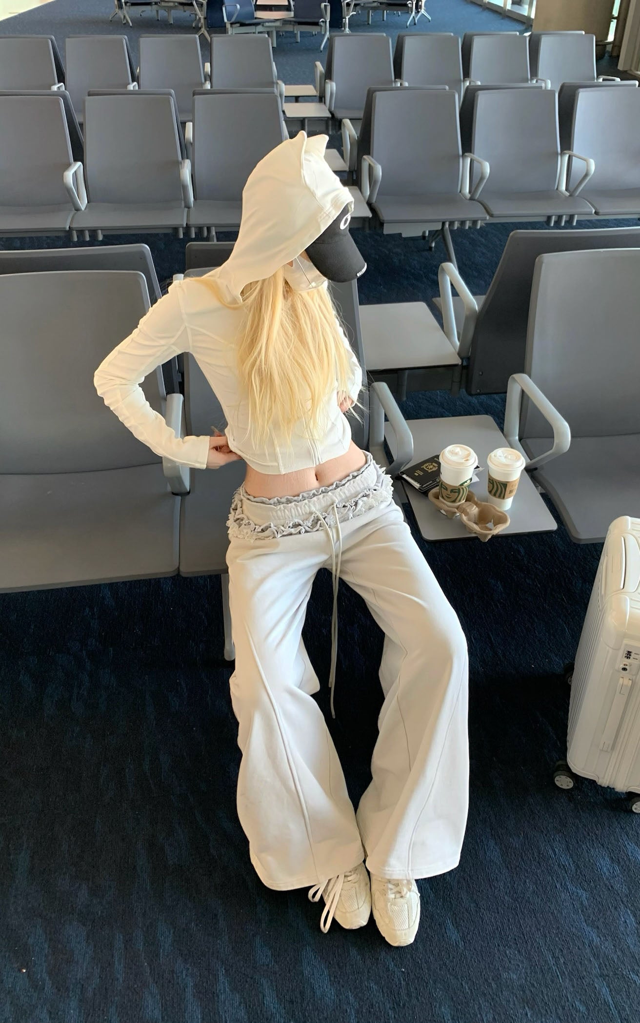 Double Waistband Lace-Trimmed Wide-Leg Pants