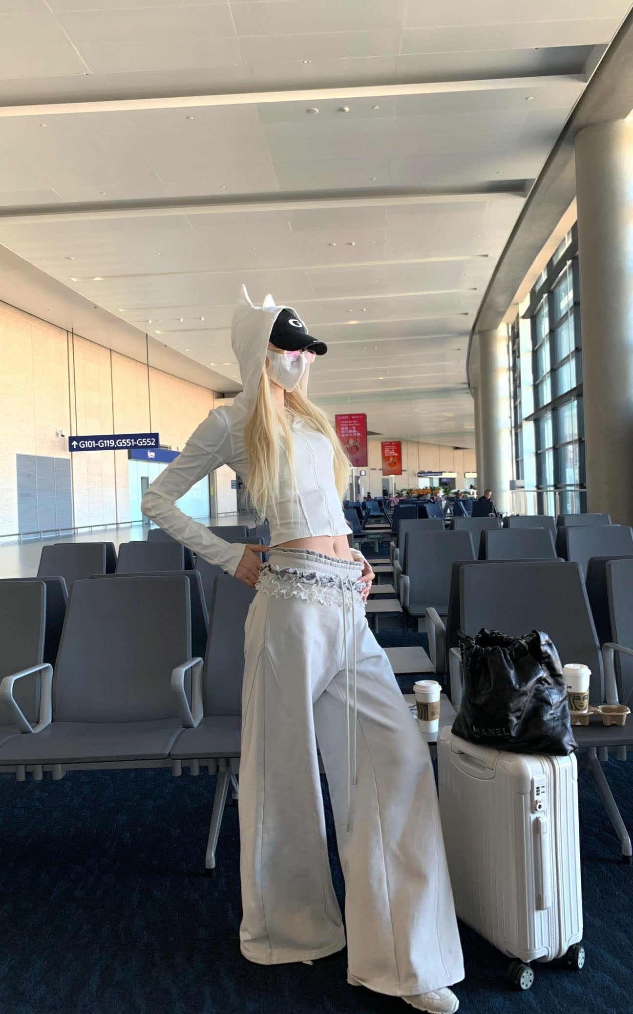 Double Waistband Lace-Trimmed Wide-Leg Pants