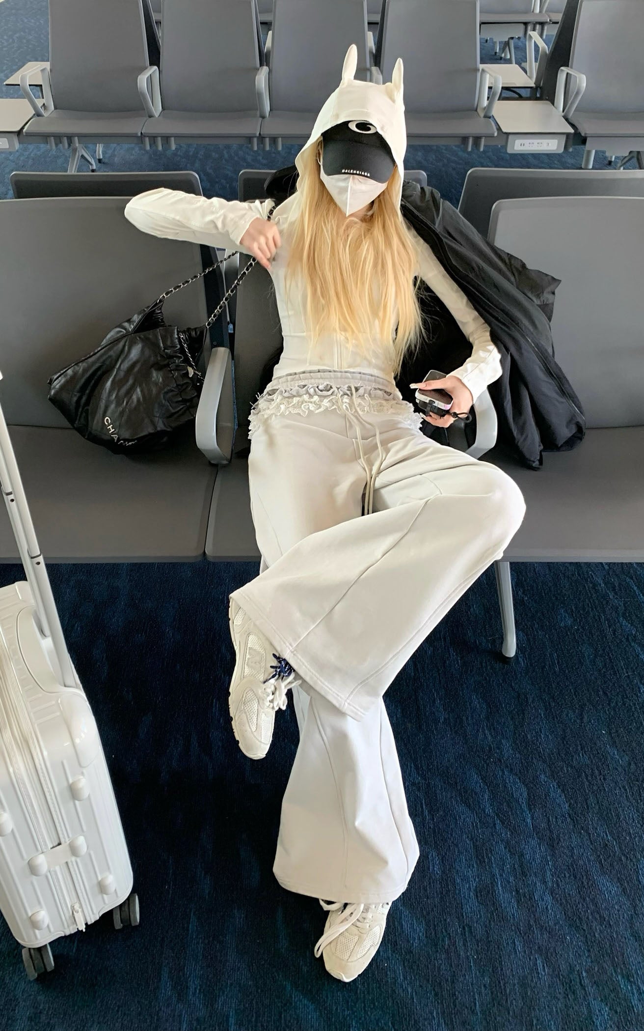 Double Waistband Lace-Trimmed Wide-Leg Pants