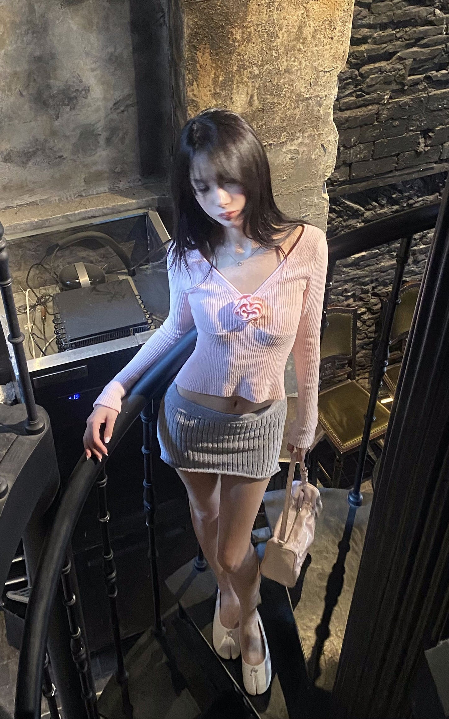 Rosebud Knit Ribbed Top