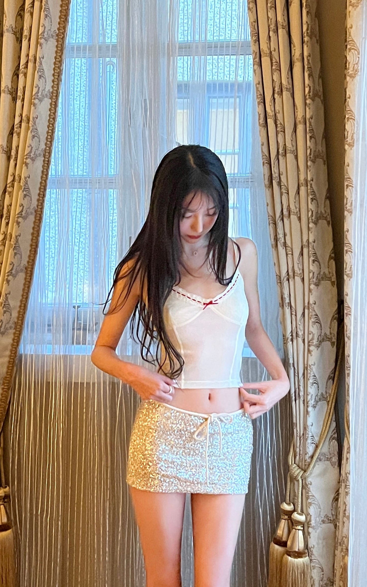 Cream Lace Bow Camisole