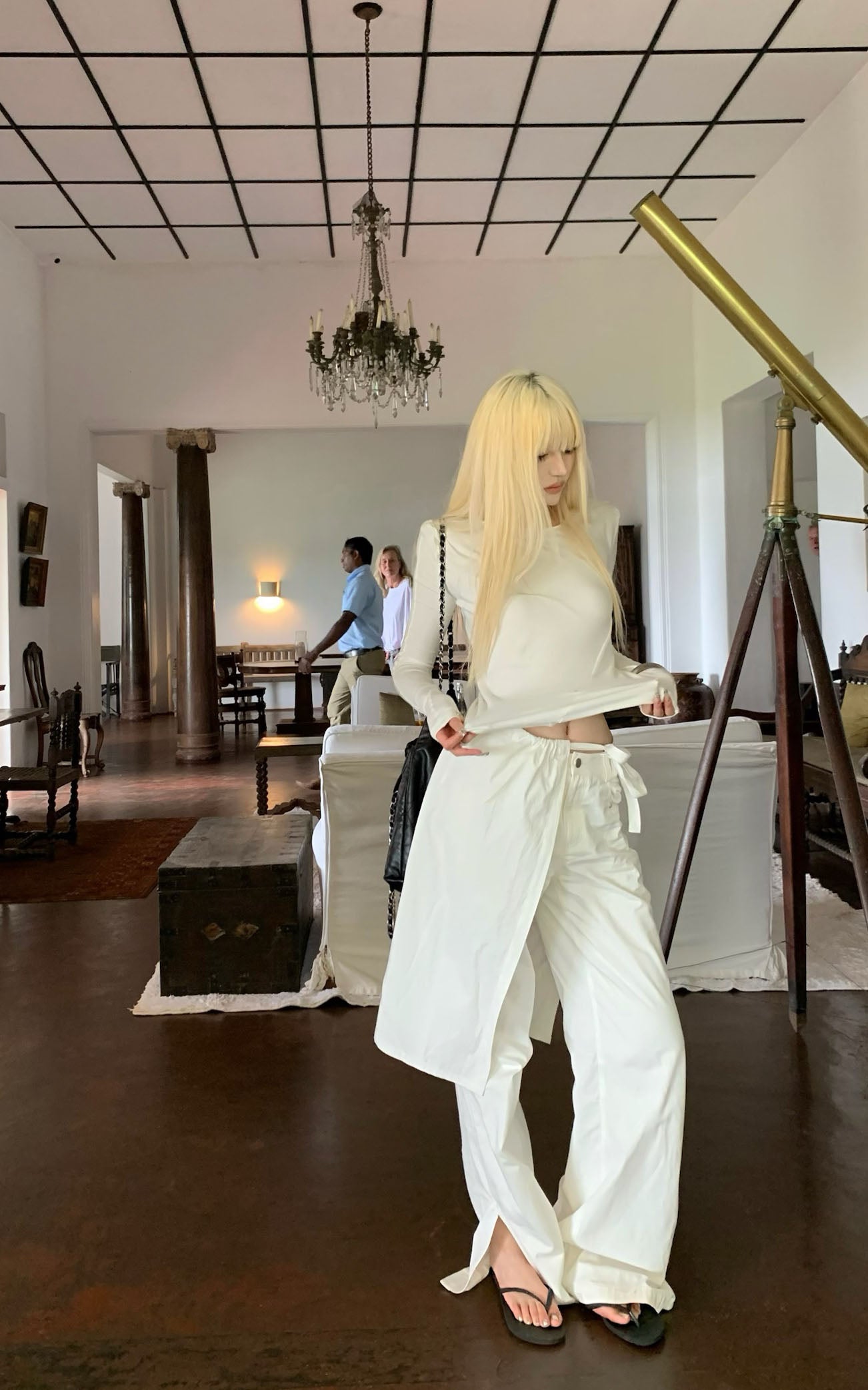 White Split Hem Utility Pants